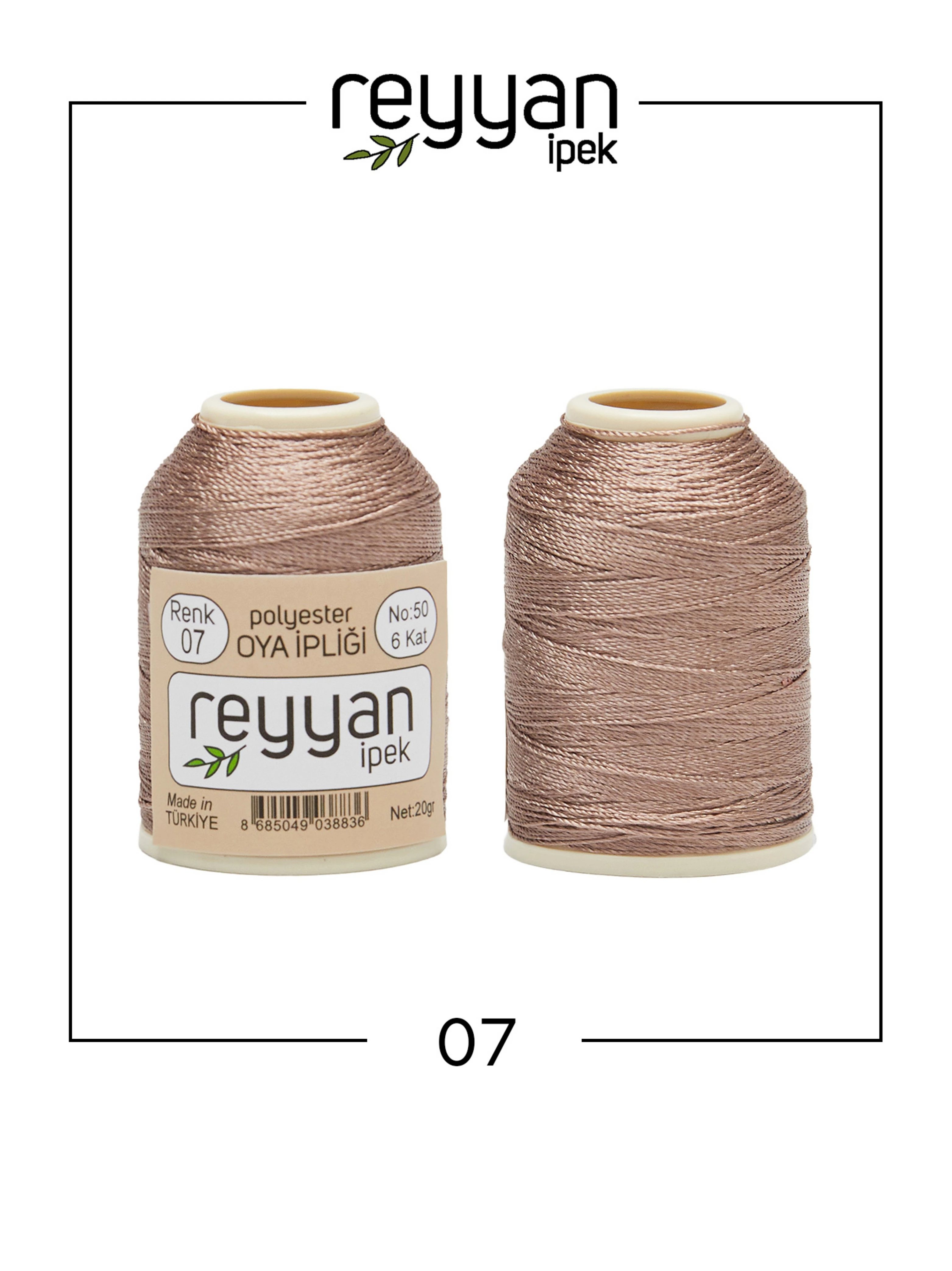 Reyyan İpek 20 Gram Polyester İplik KUTU (10 Adet) - 07 - Vizon