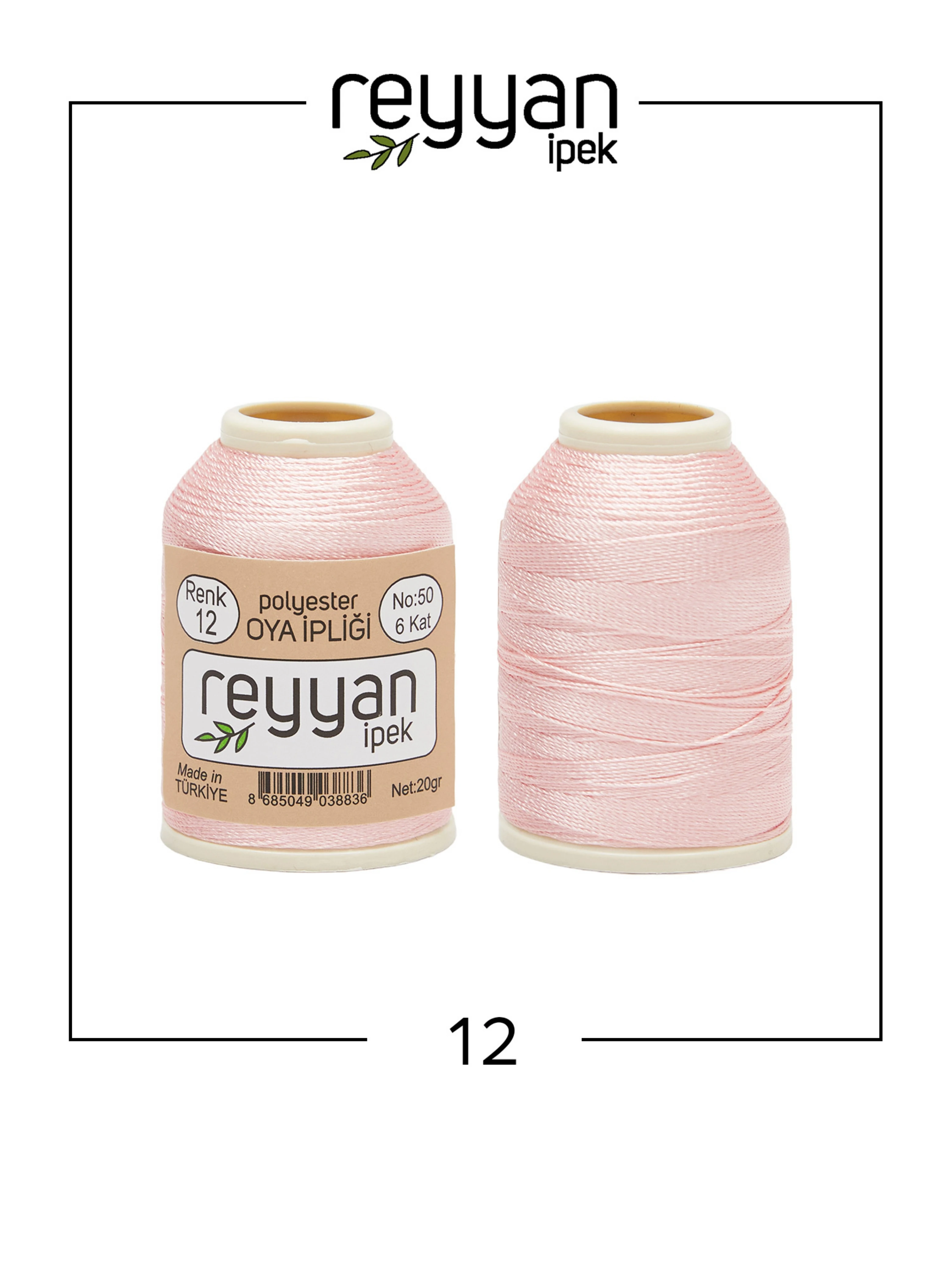 Reyyan İpek 20 Gram Polyester İplik KUTU (10 Adet) - 12 - Soft Pembe