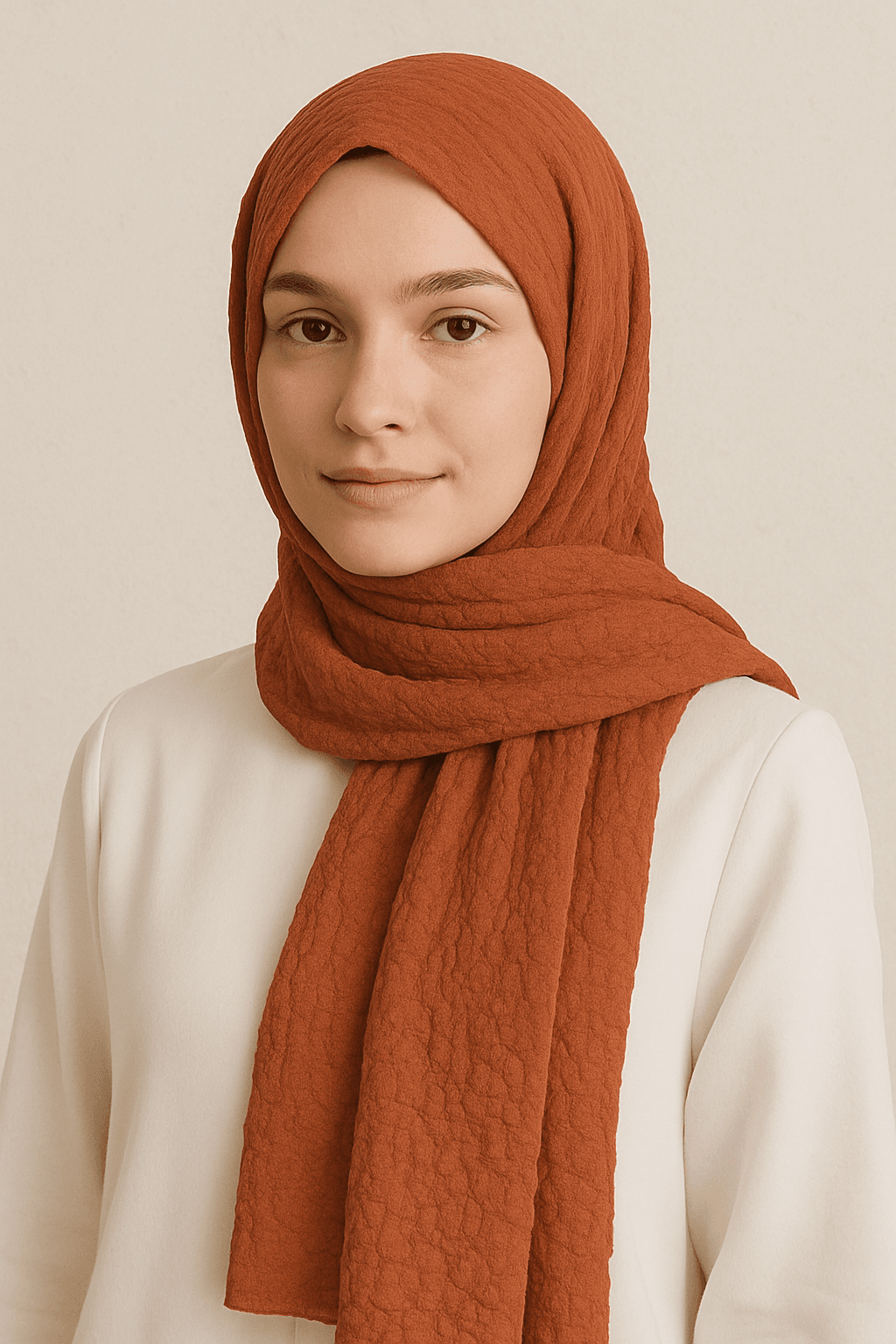 Eyfel Soft Krinkıl Şal - Kiremit