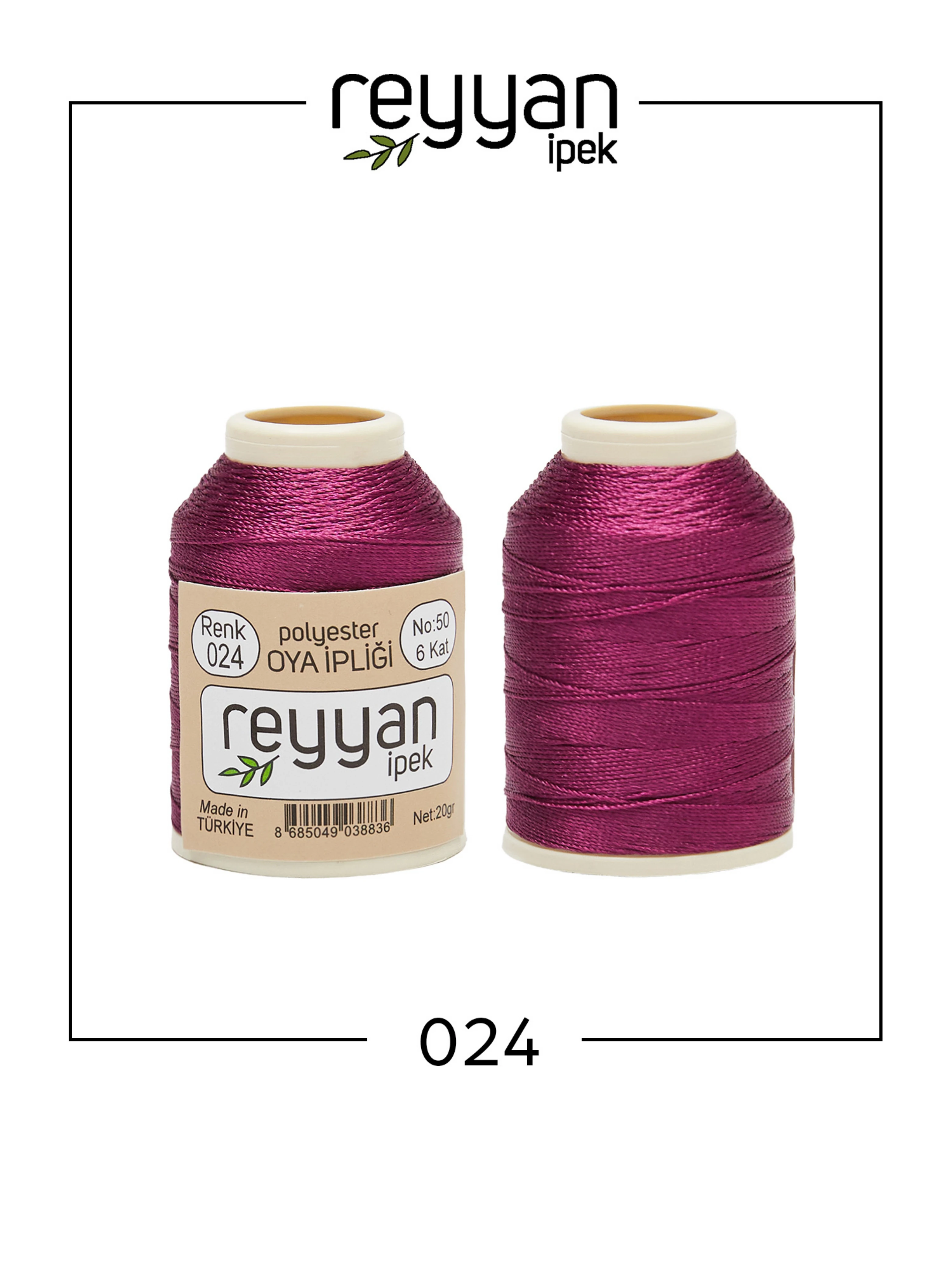 Reyyan İpek 20 Gram Polyester İplik KUTU (10 Adet) - 24 - A.Vişne