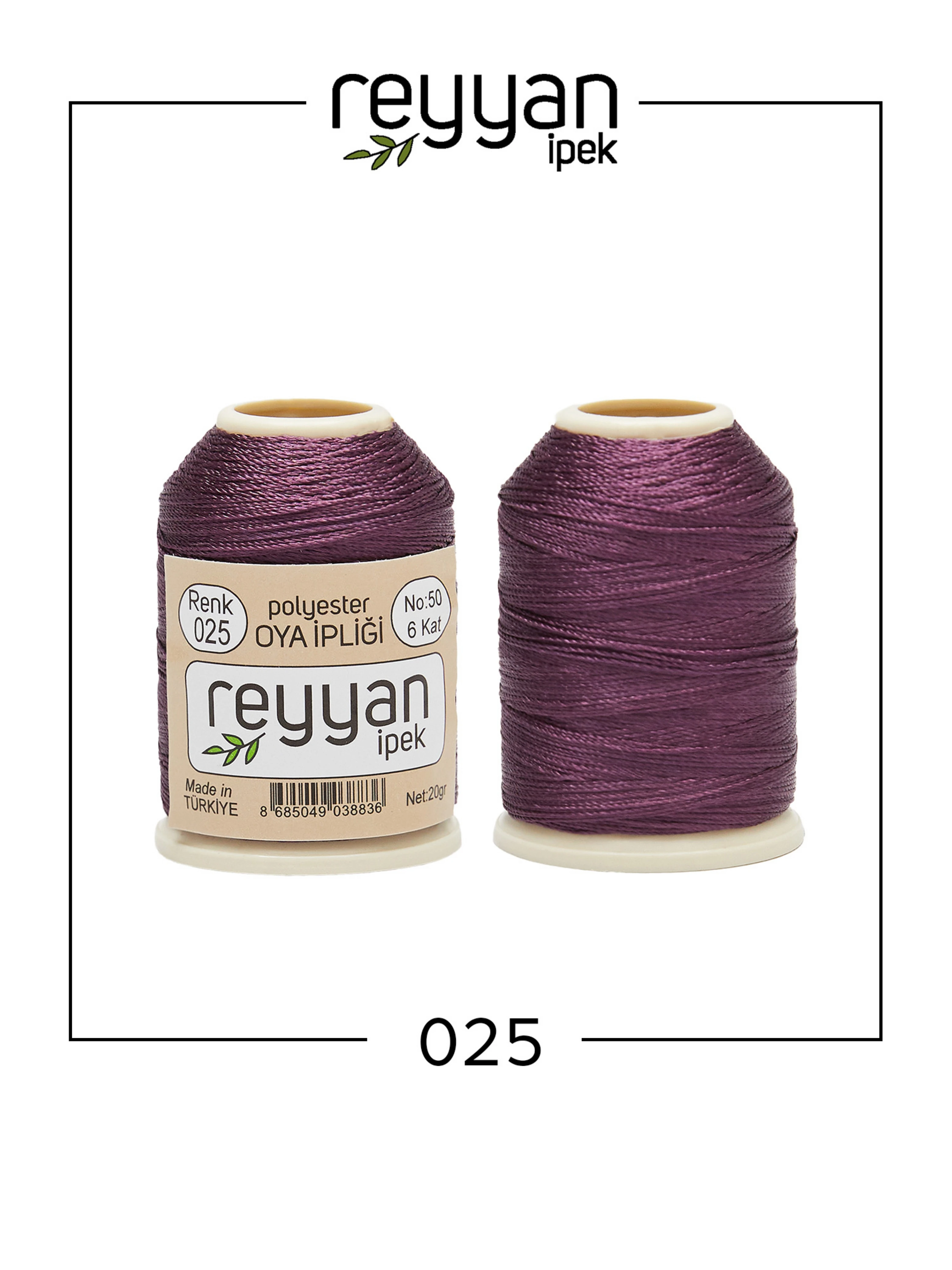Reyyan İpek 20 Gram Polyester İplik KUTU (10 Adet) - 25 - K.Mürdüm