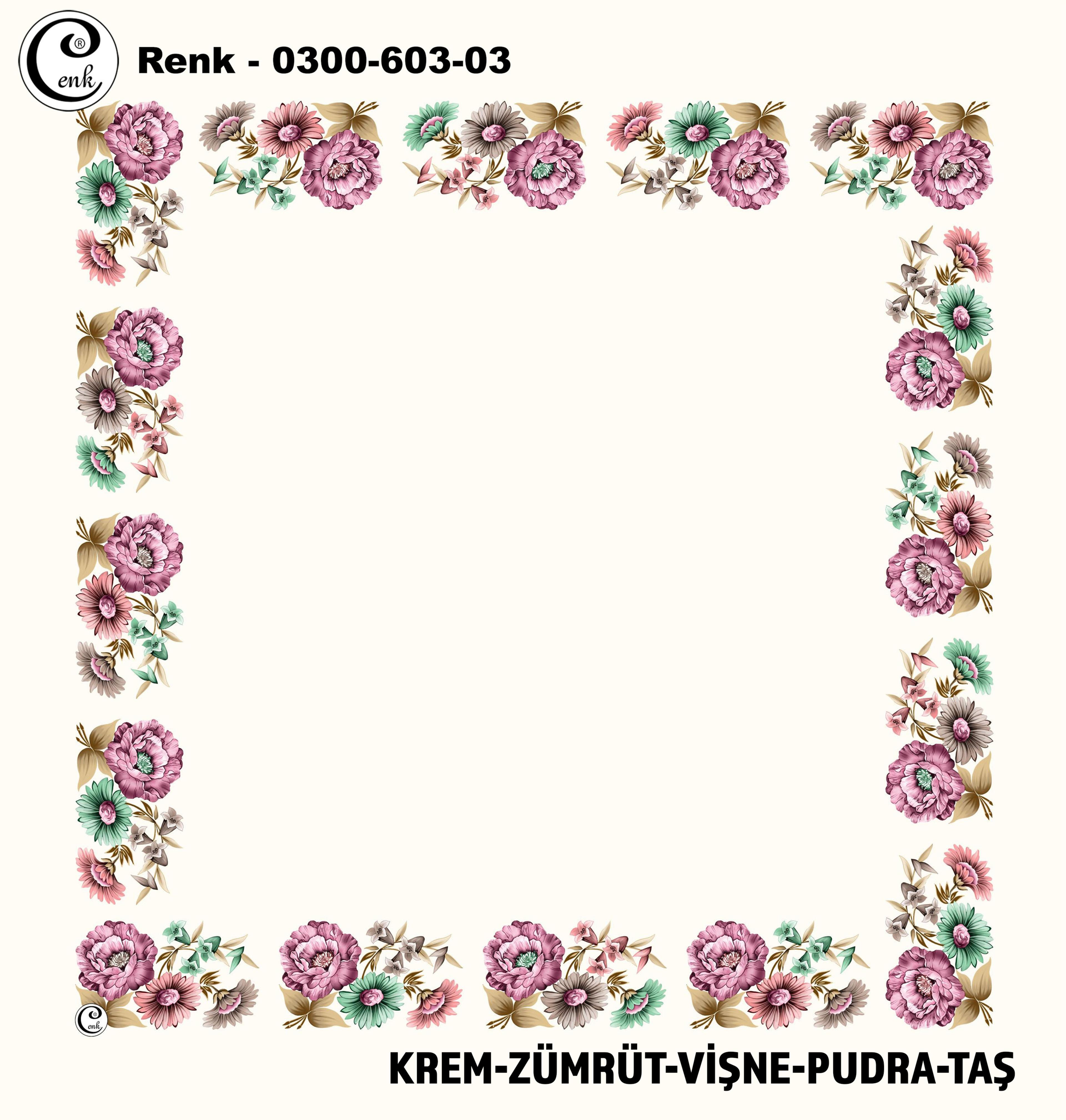 Cenk 100x100cm İçiboş Yazma - Desen 603 Renk No: 03