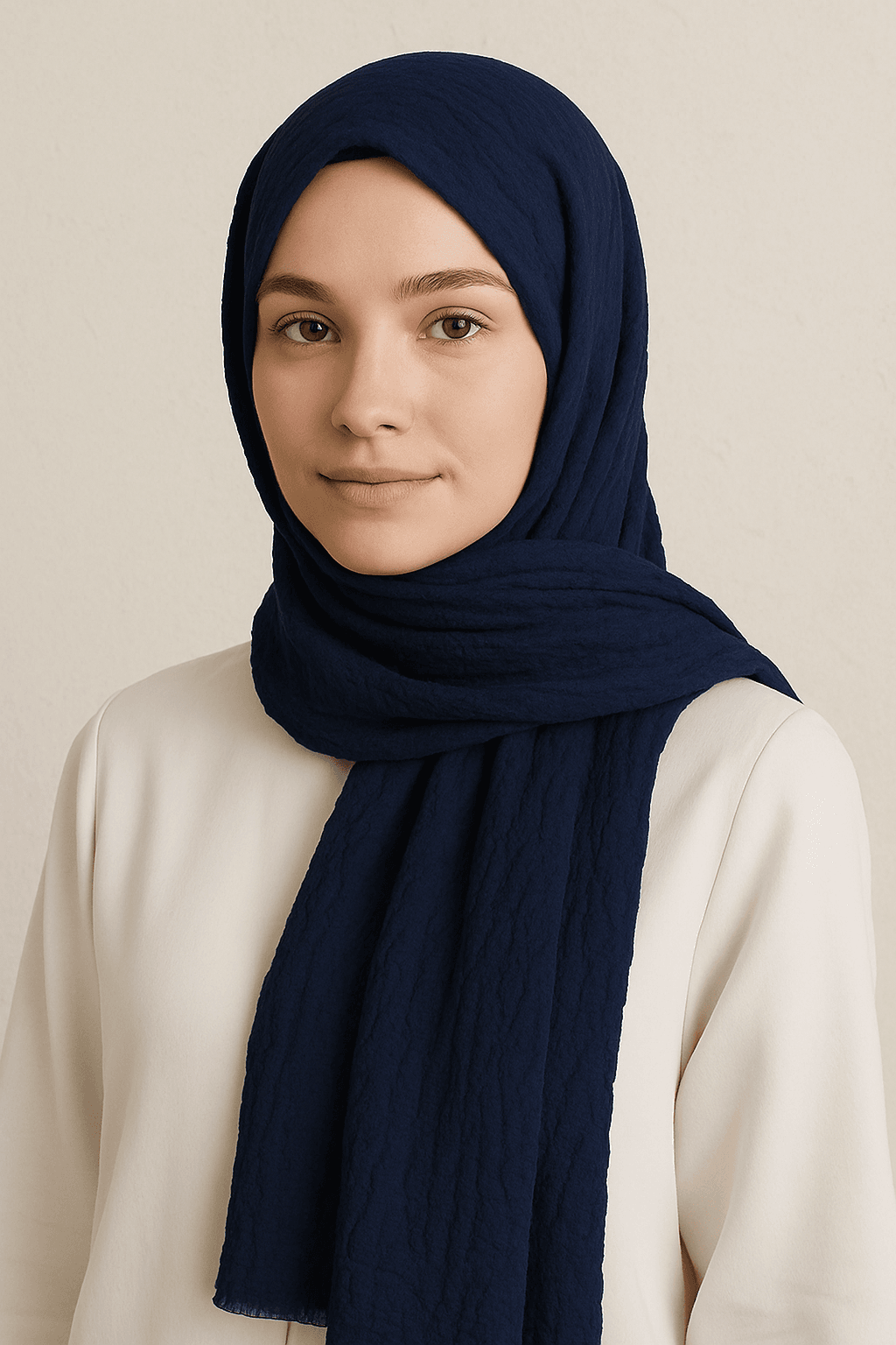 Eyfel Soft Krinkıl Şal - Lacivert