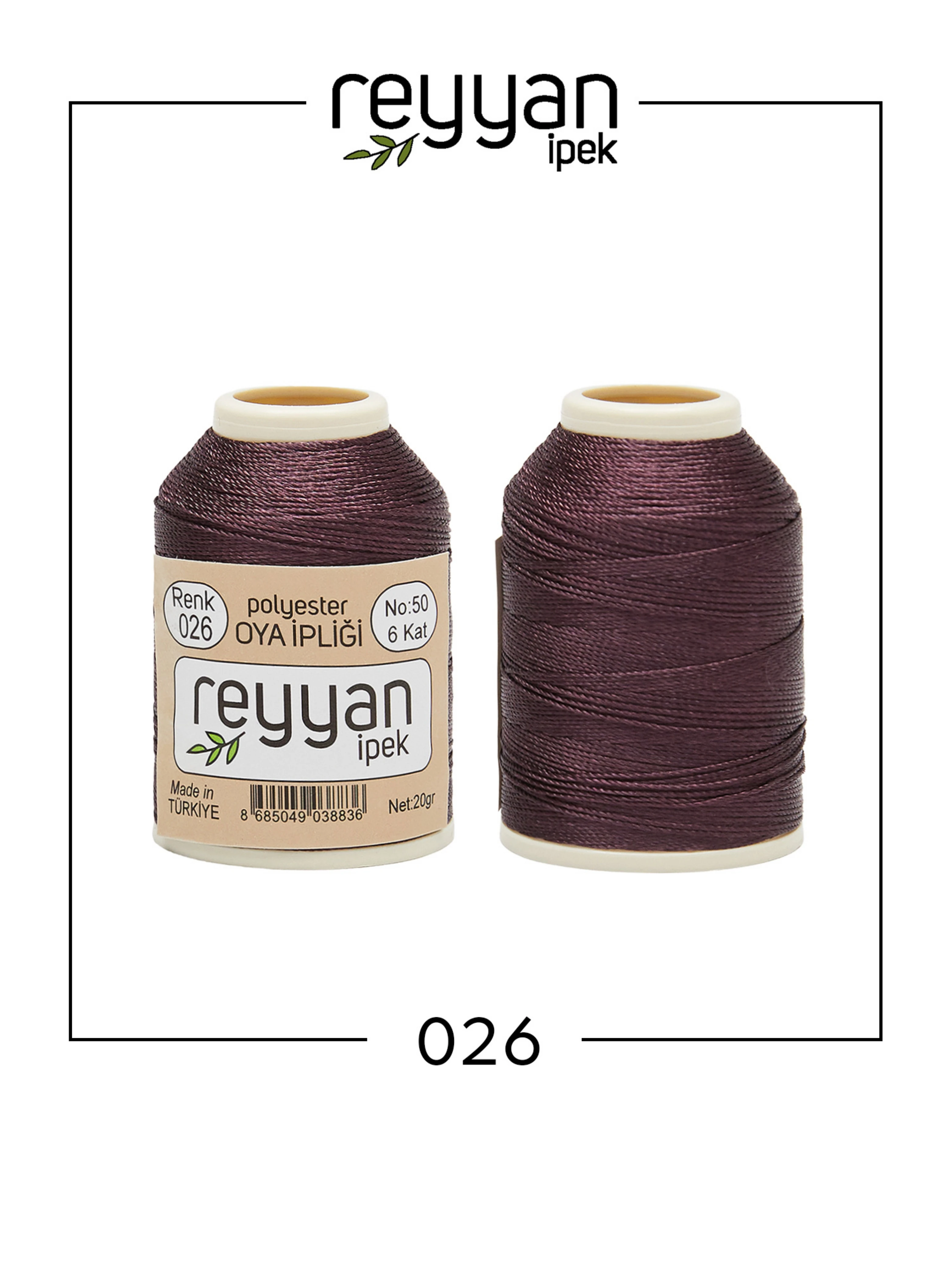 Reyyan İpek 20 Gram Polyester İplik KUTU (10 Adet) - 26 - Mürdüm