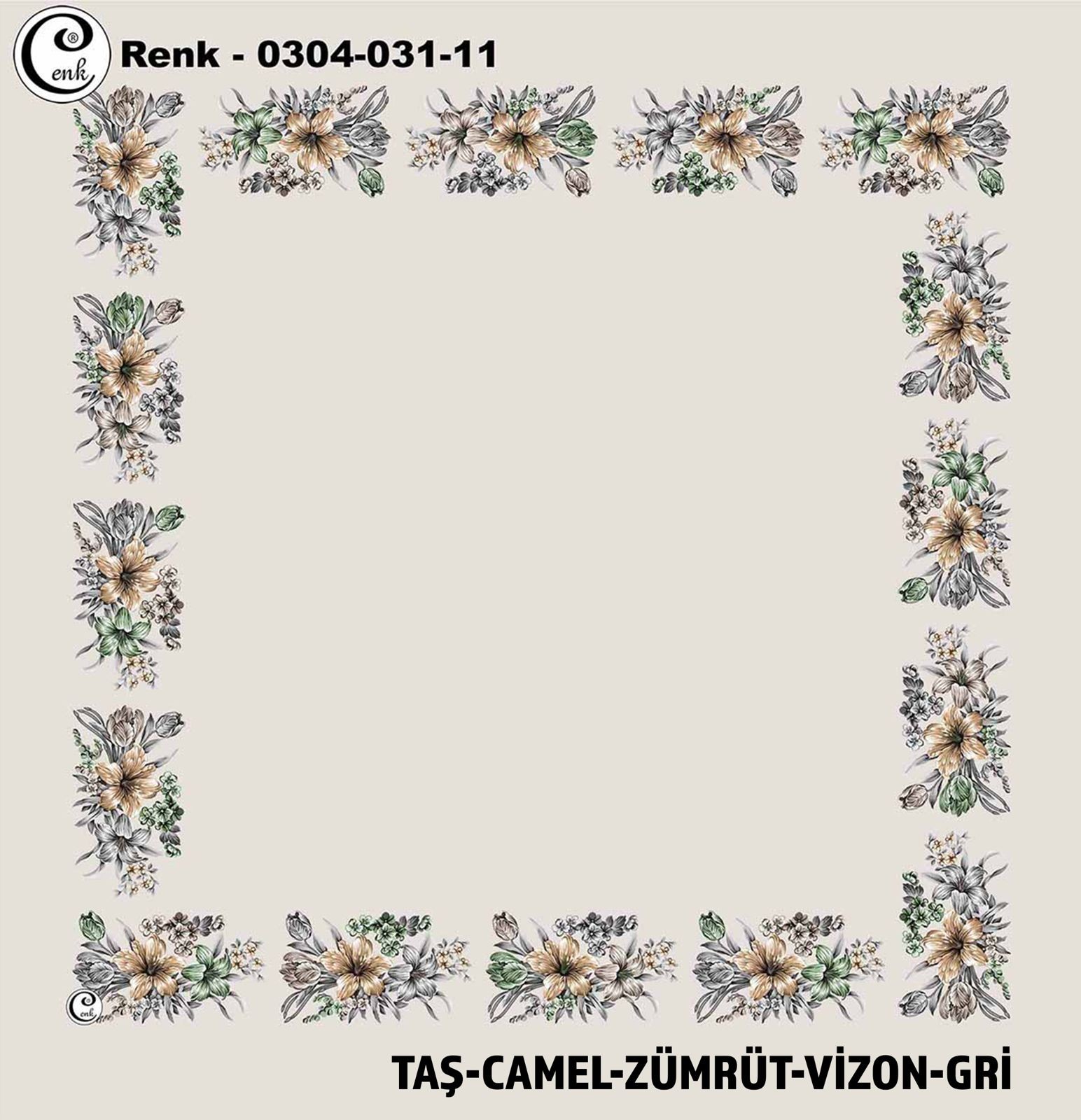 Cenk 90X90 İçiboş Yazma - Renk No: 031-11