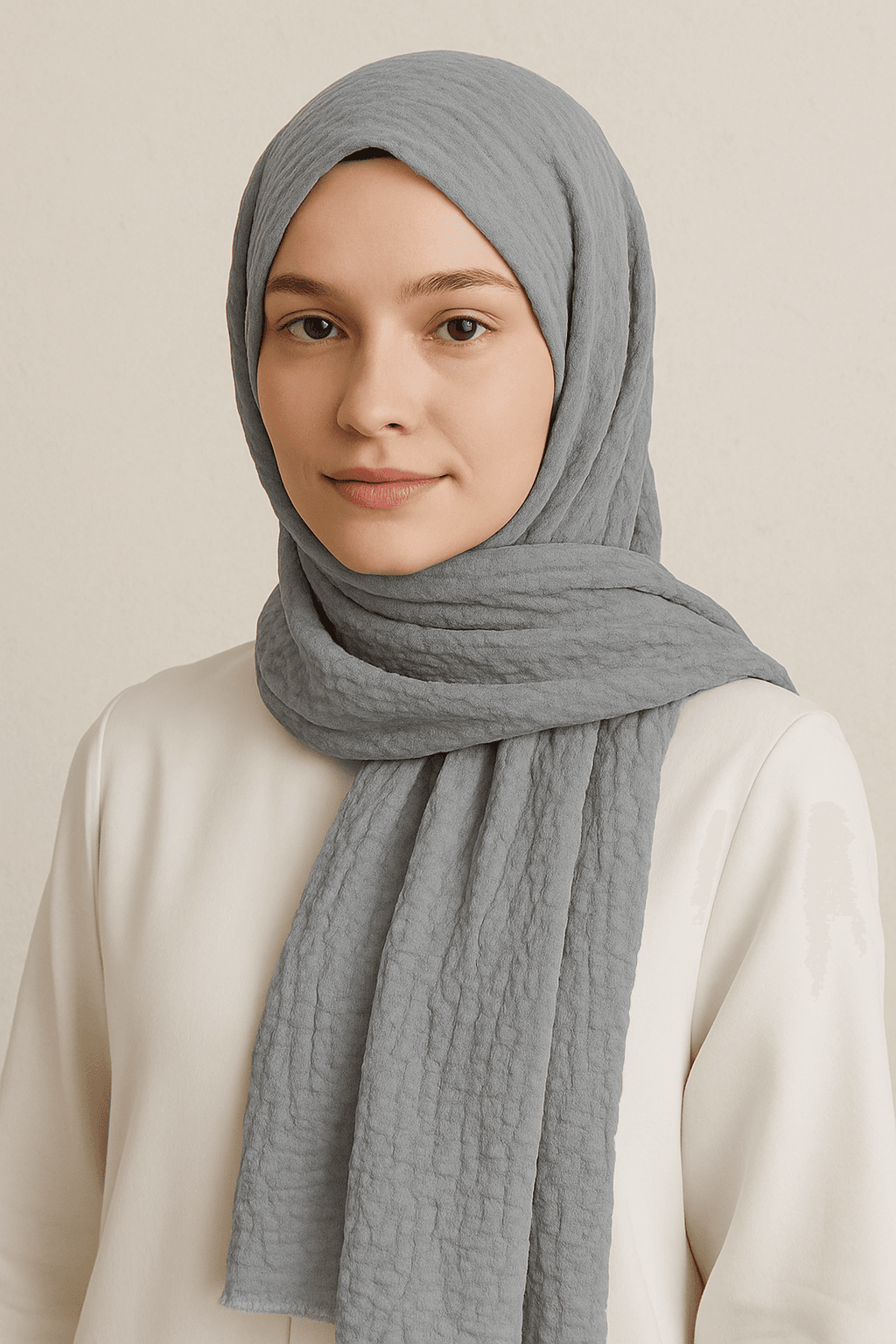 Eyfel Soft Krinkıl Şal - Orta Gri