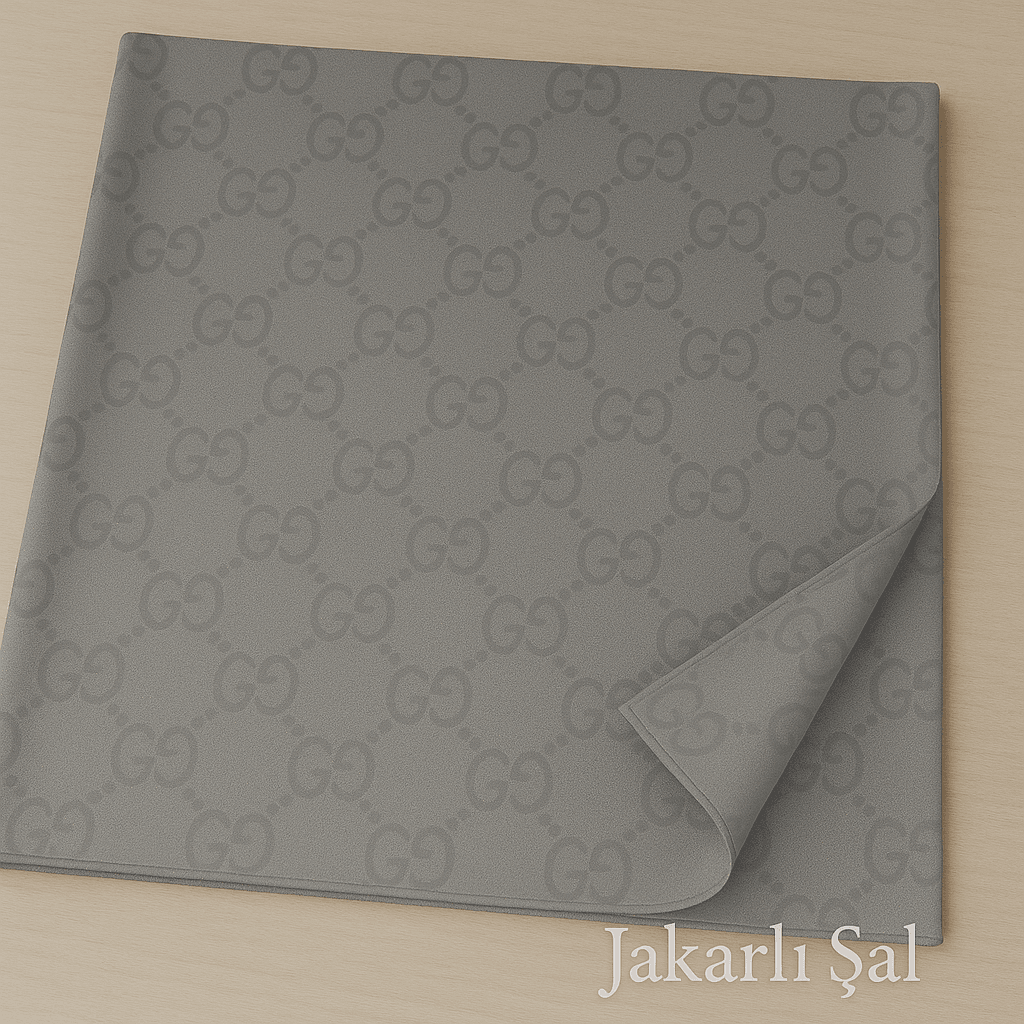 Eyfel Jakarlı Desenli Şal - Gri