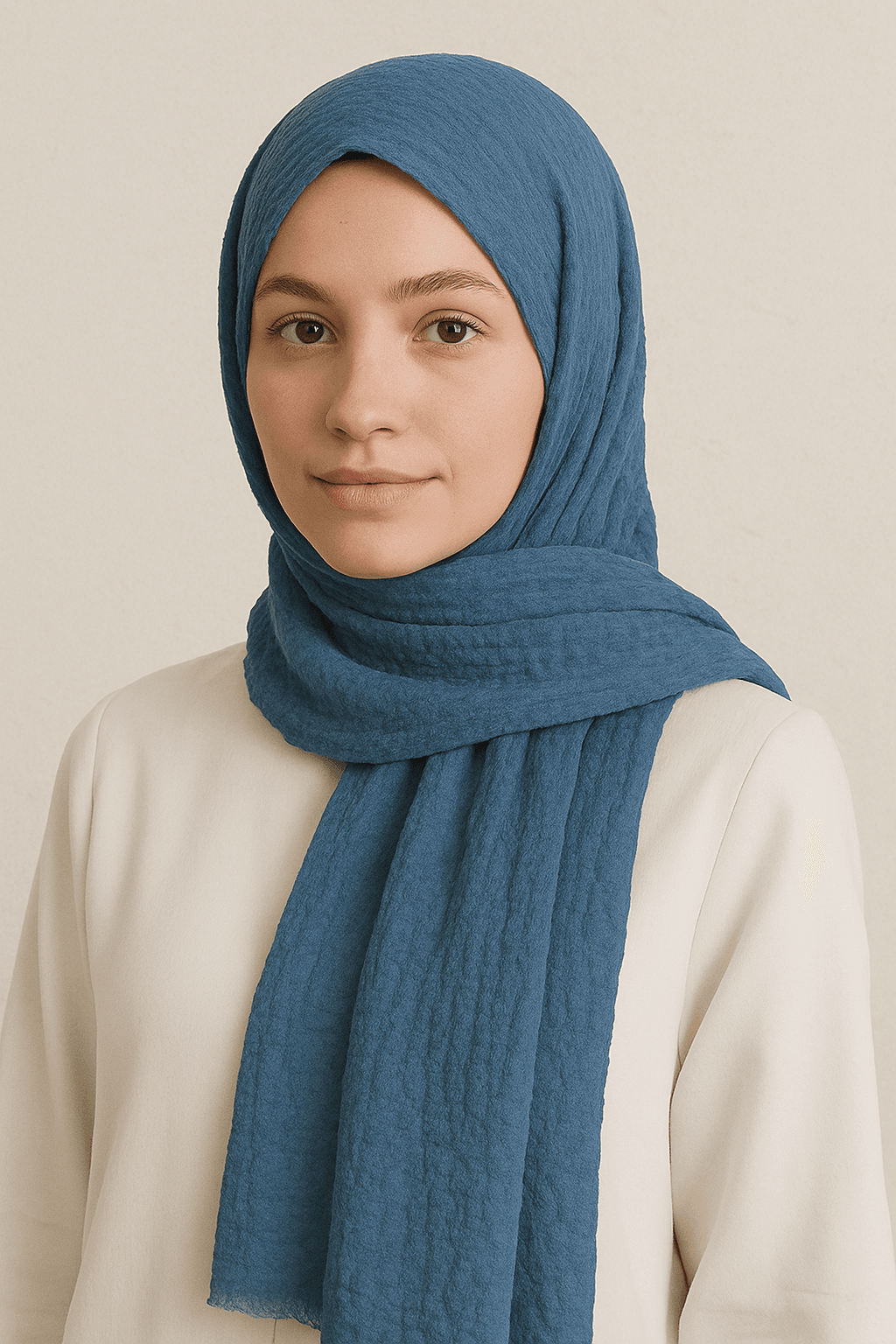 Eyfel Soft Krinkıl Şal - Kot Mavi