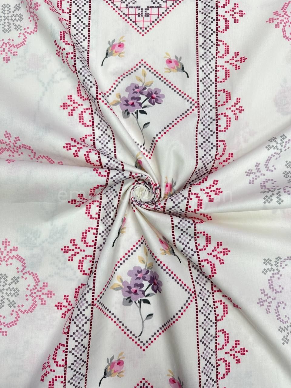 Kaneviçe Desen Nevresimlik Poplin Kumaş