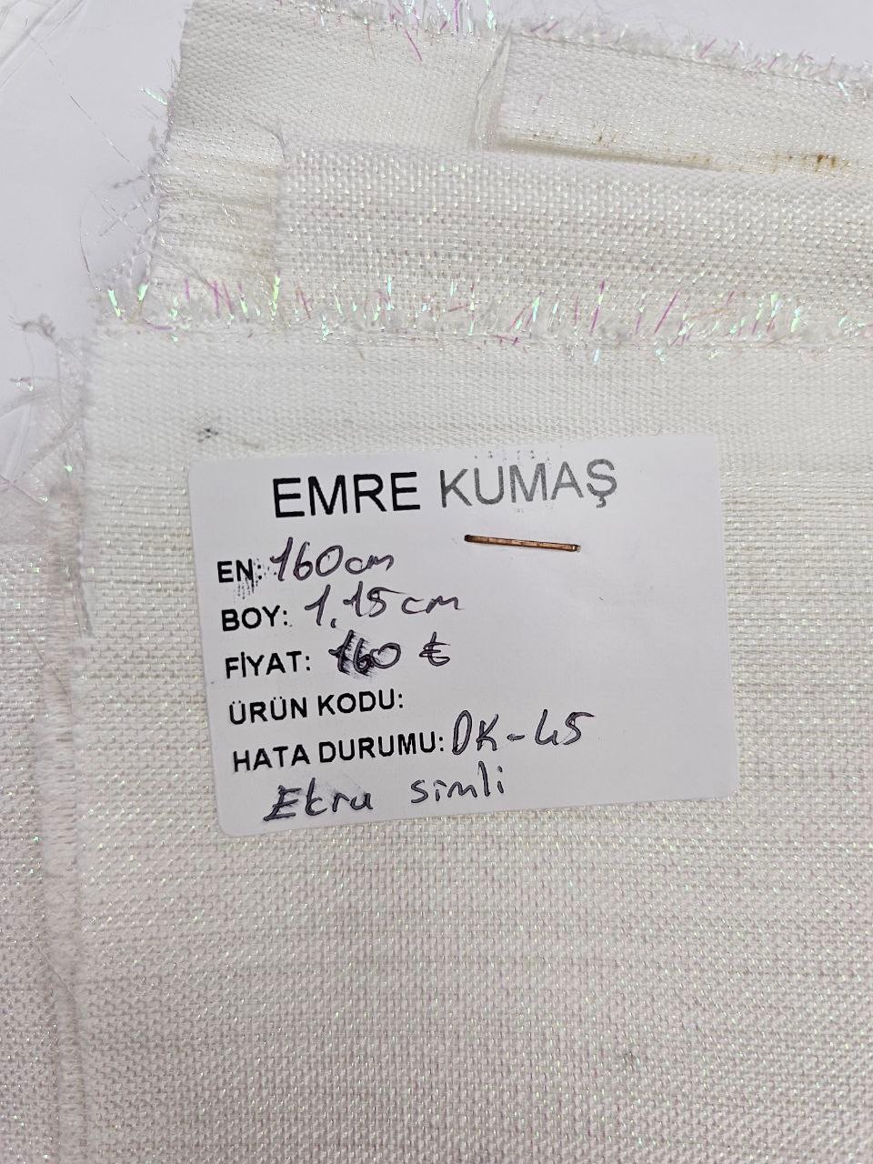 Ekru Renk Simli Gardenya Kumaş