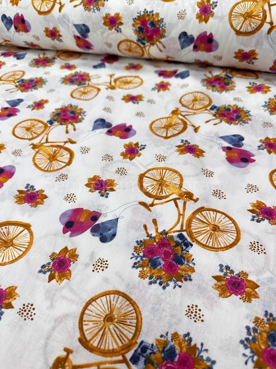 Floral Bicycle Pattern Duvet Cover Poplin Fabric