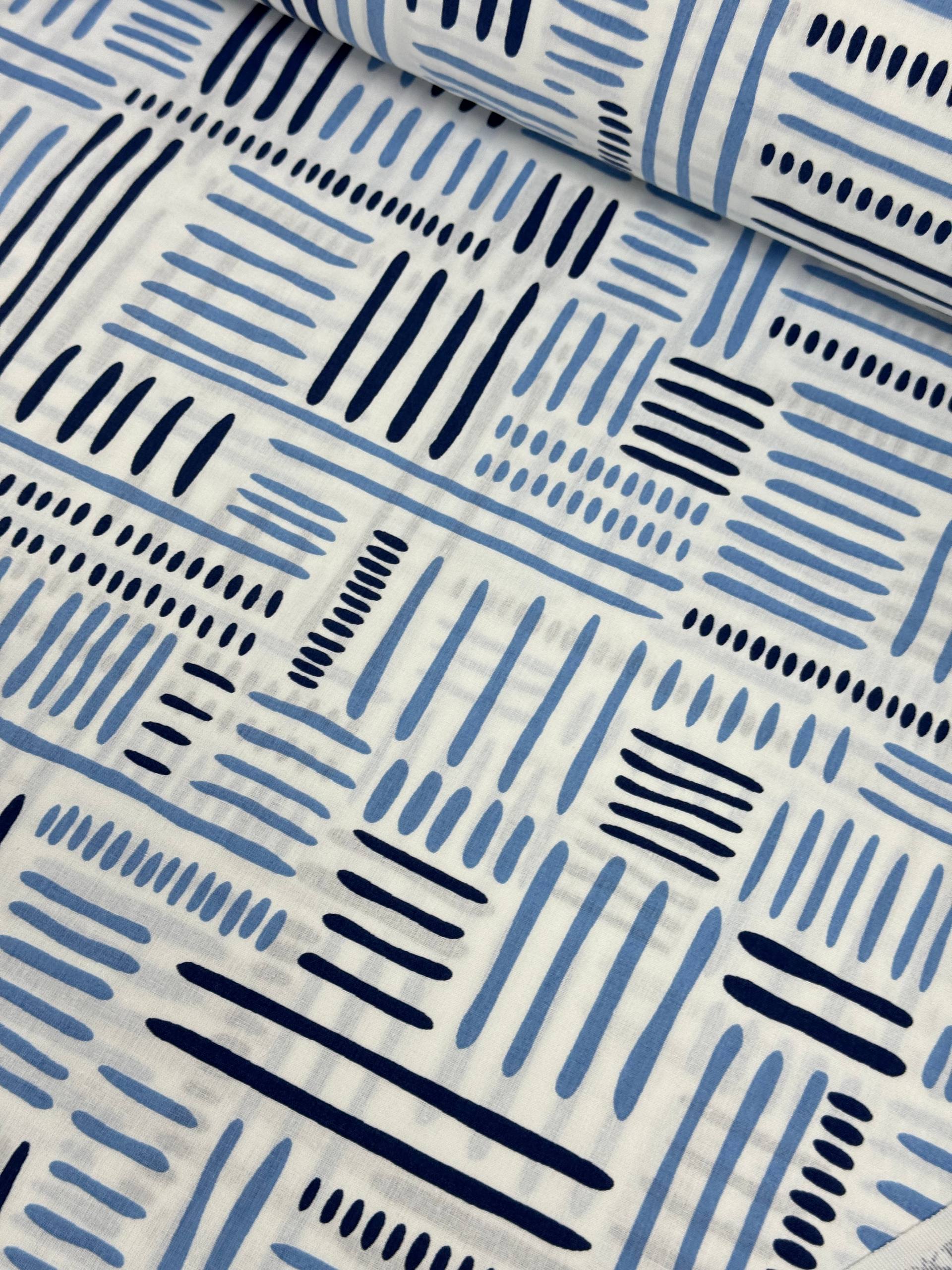 Premier Dalgalı Çizgiler Desen %100 Pamuk Nevresimlik Poplin Kumaş