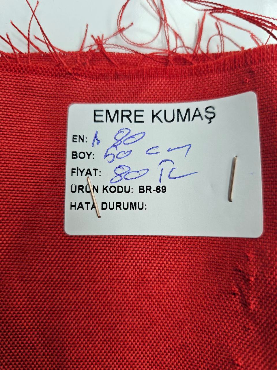 Kırmızı Renk Duck Kumaş