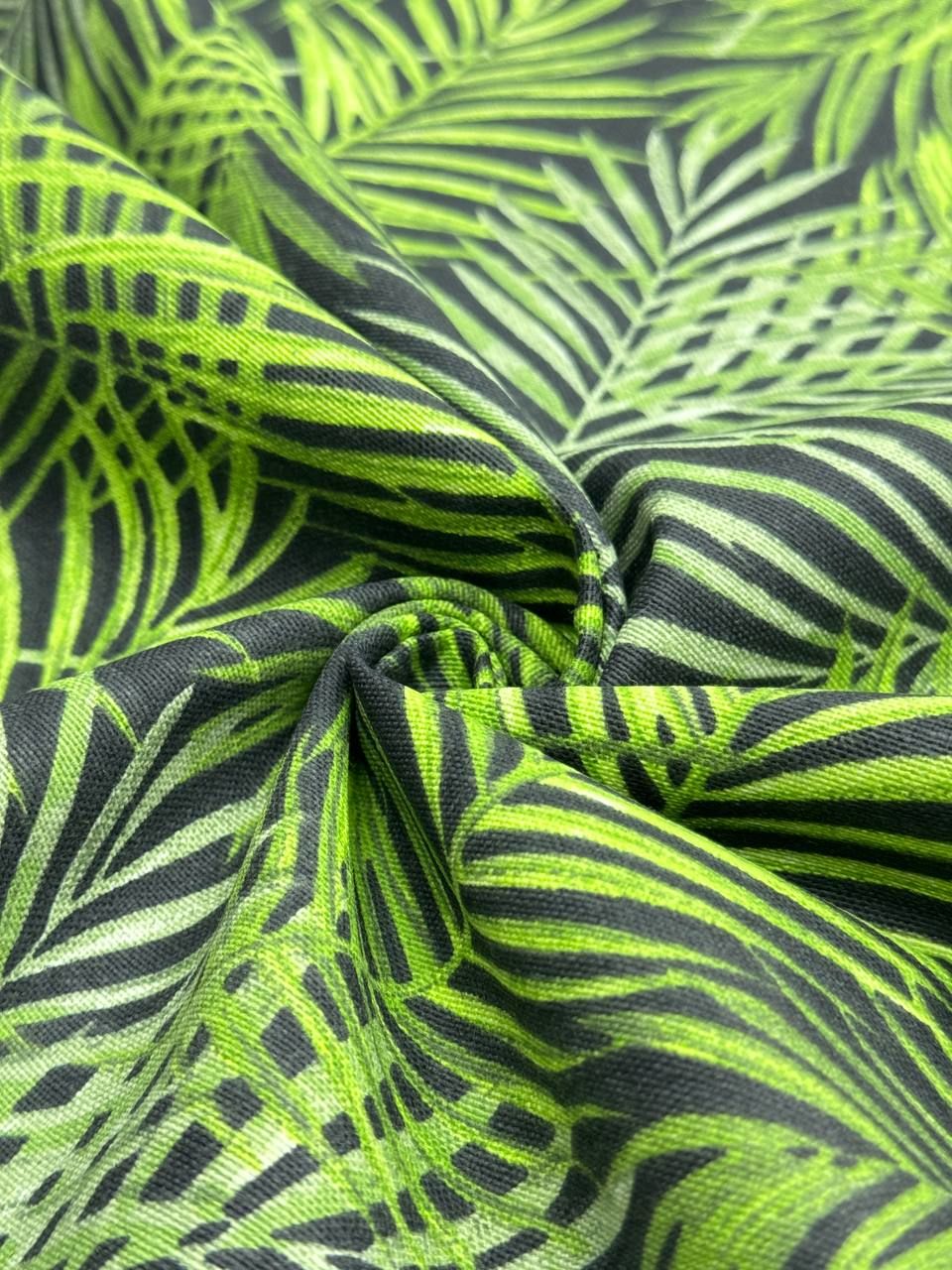 Duck Fabric with Pistachio Green Leaf Pattern - Duck Cloth