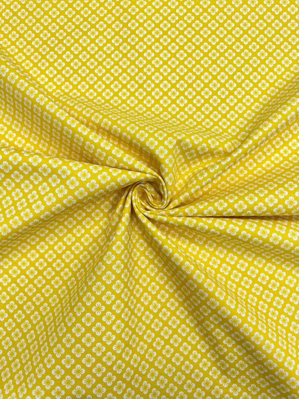Sarı Nilüfer Desen Duck Kumaş - Duck Bezi