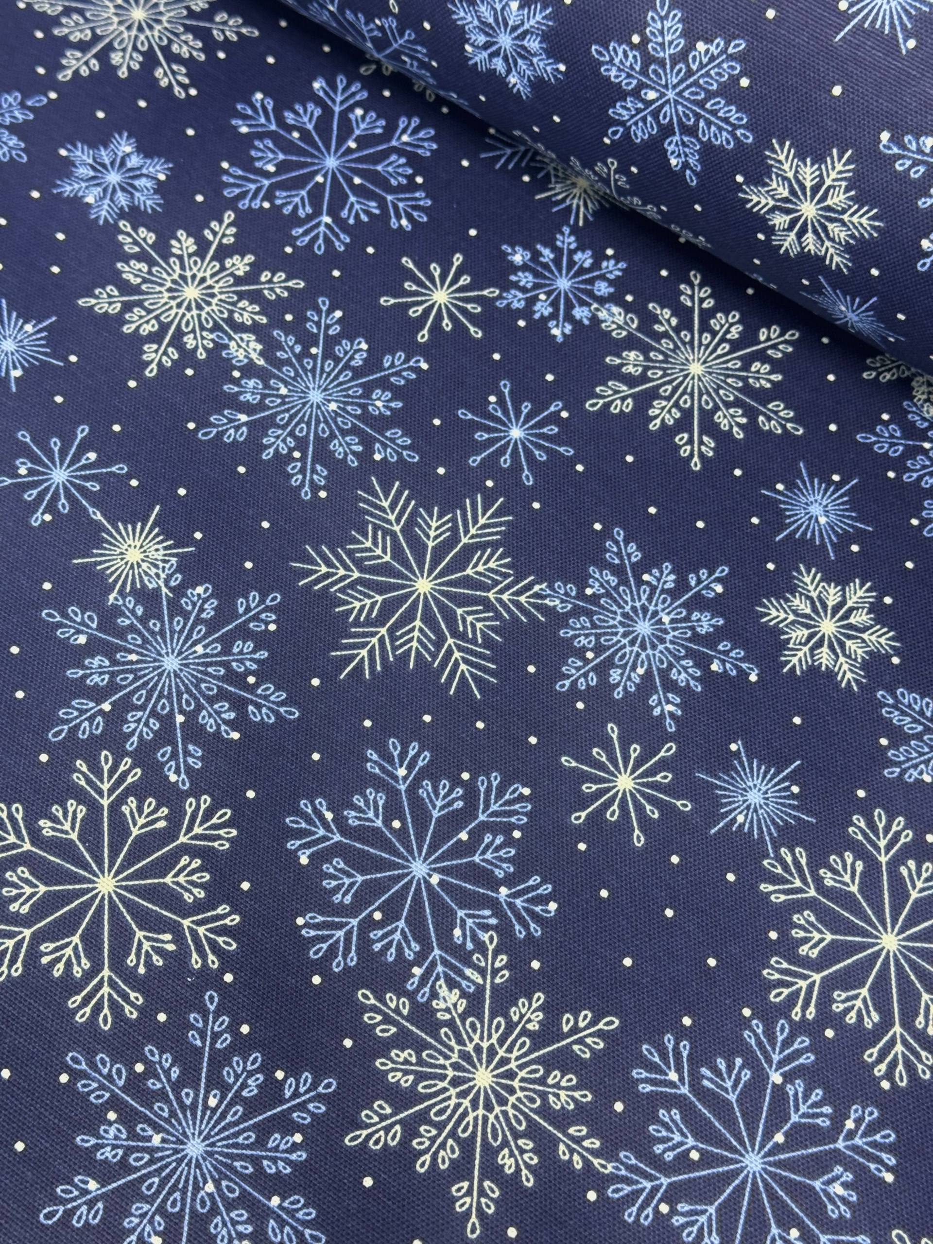 Kar Tanesi Desenli Duck Kumaş - Duck Bezi