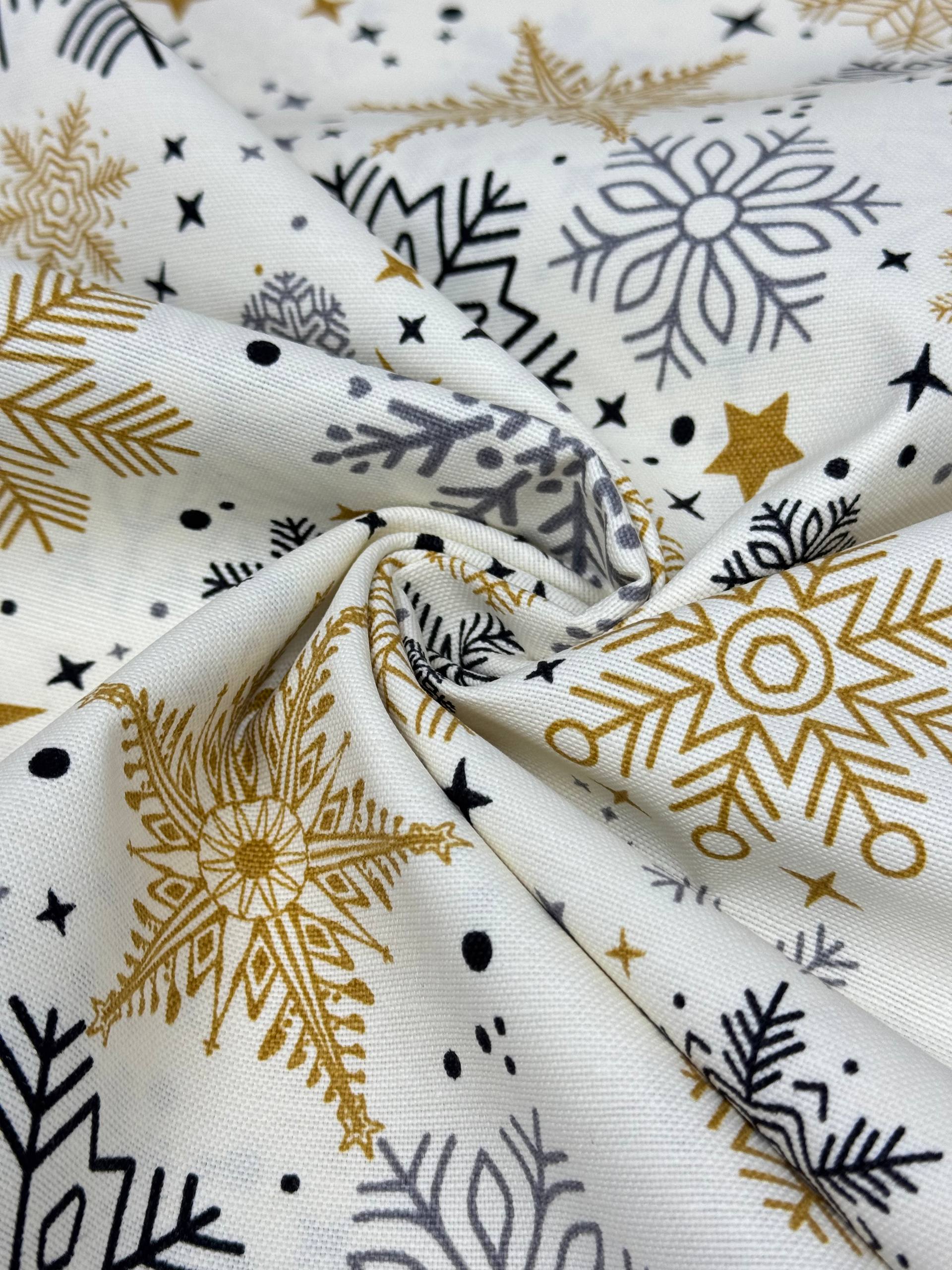 Snowflake Patterned Duck Fabric - Duck Cloth