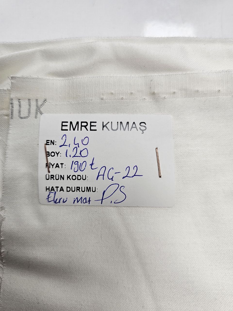 Ekru Renk Mat Pamuk Saten Kumaş