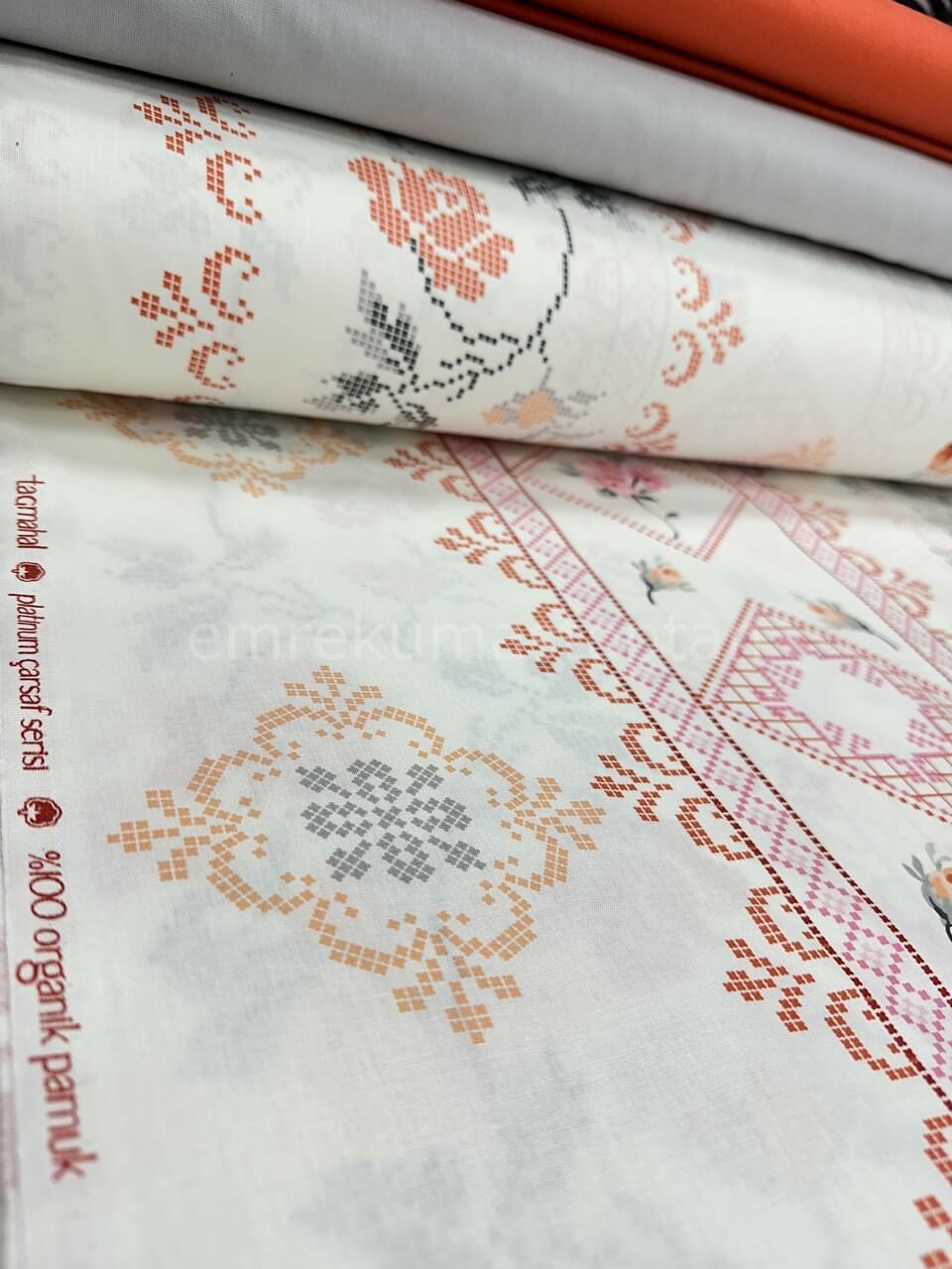 Kaneviçe Desen Nevresimlik Poplin Kumaş