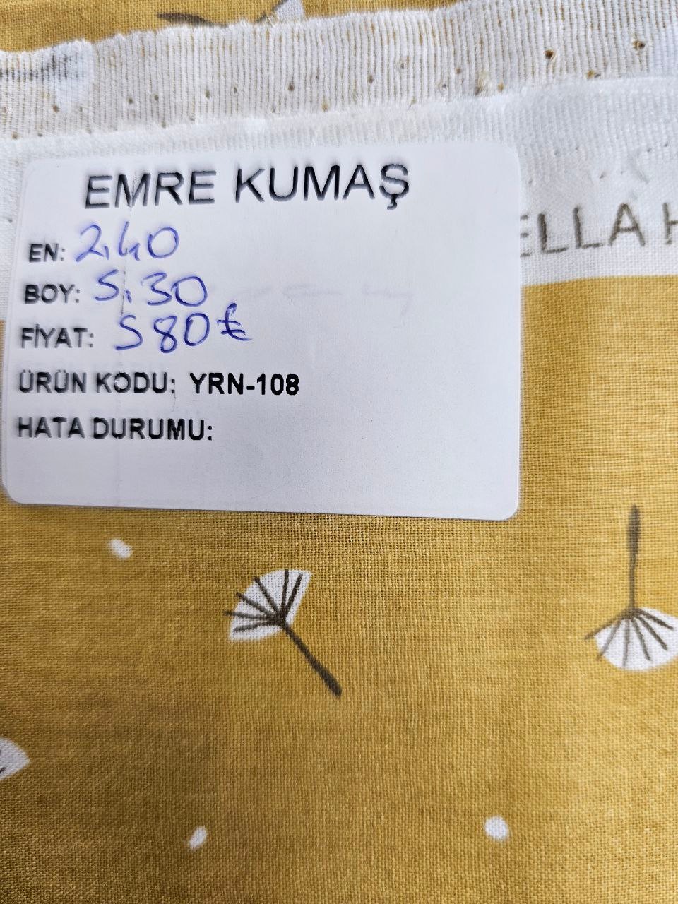 Sarı Zemin Karahindiba Desenli Nevresimlik Poplin Kumaş