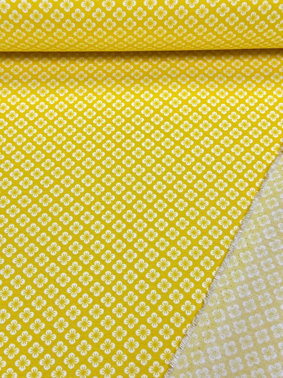 Sarı Nilüfer Desen Duck Kumaş - Duck Bezi