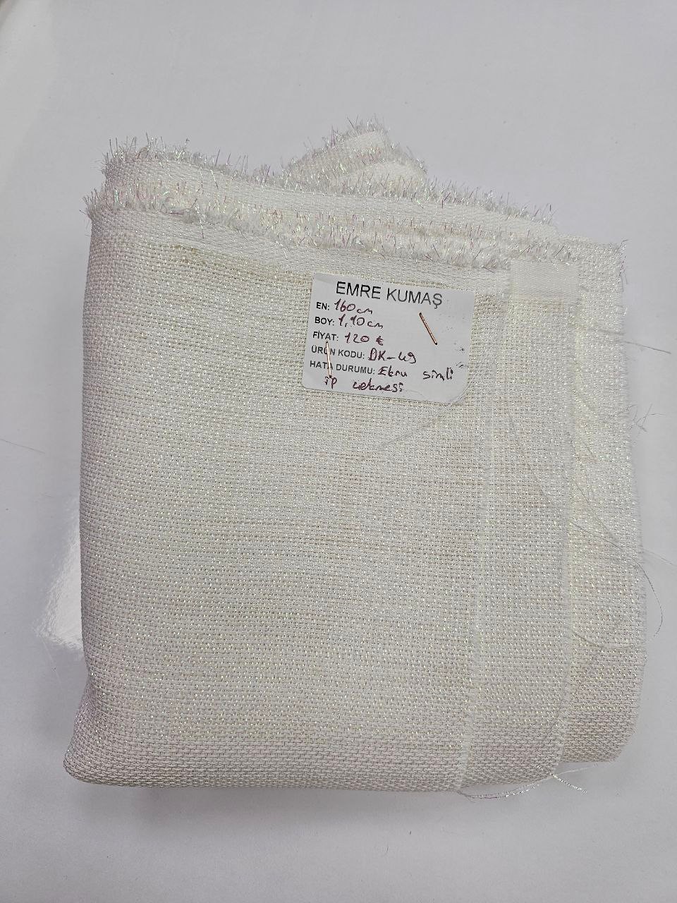 Ekru Renk Simli Linen Kumaş