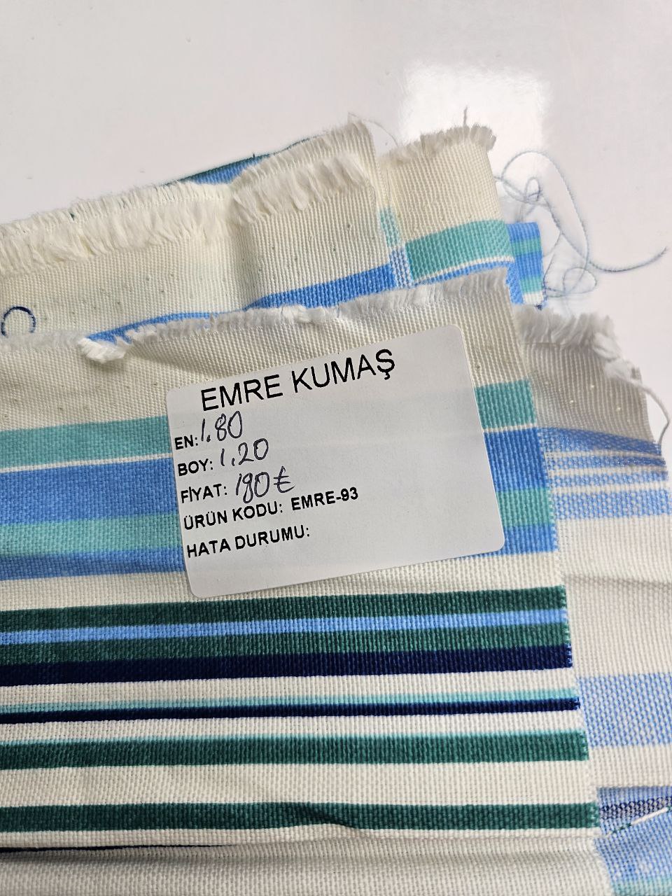 Blue Green Striped Duck Fabric