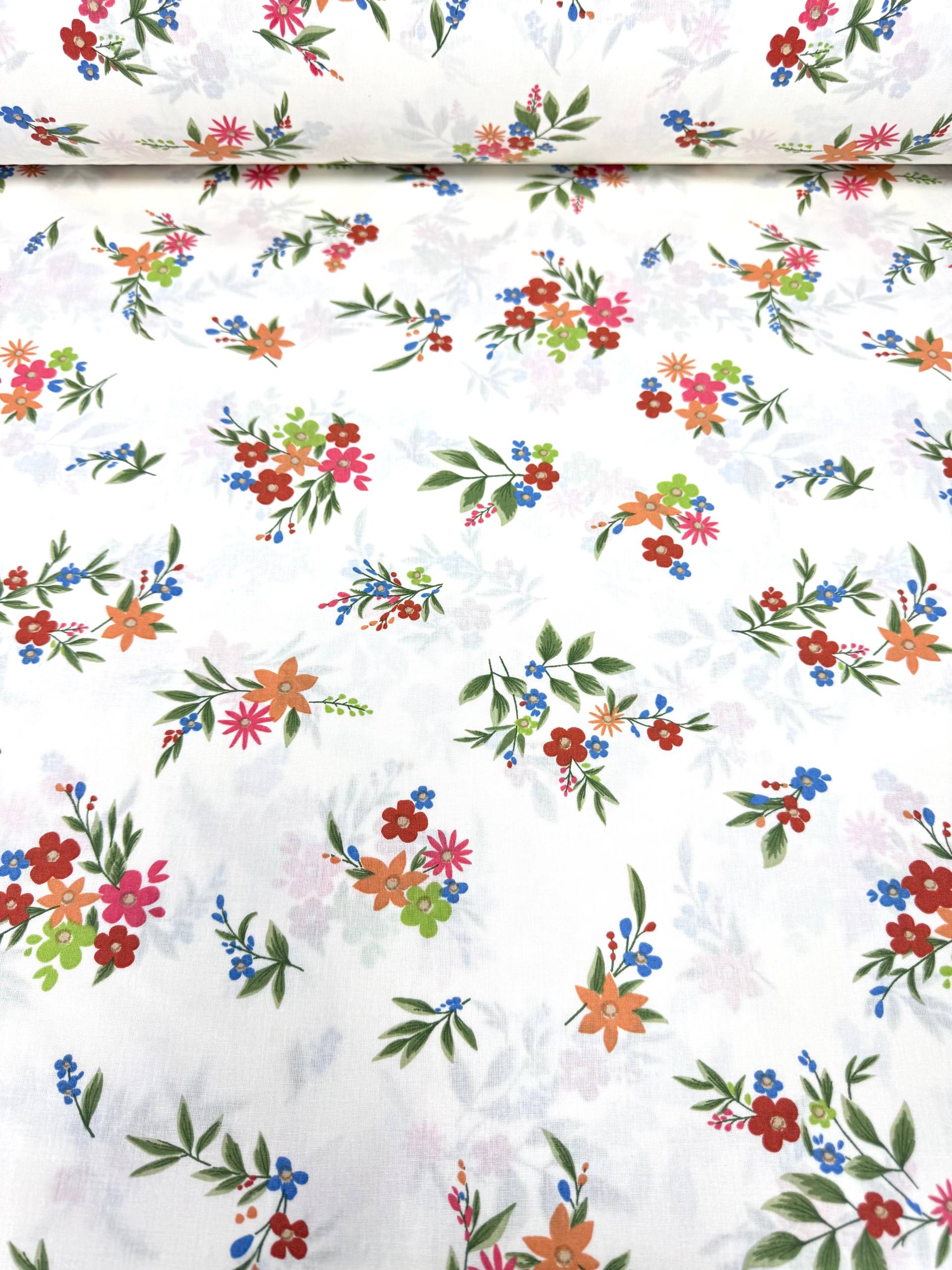 Premier Lotus Flower Pattern 100% Cotton Poplin Duvet Cover Fabric - Kırmızı