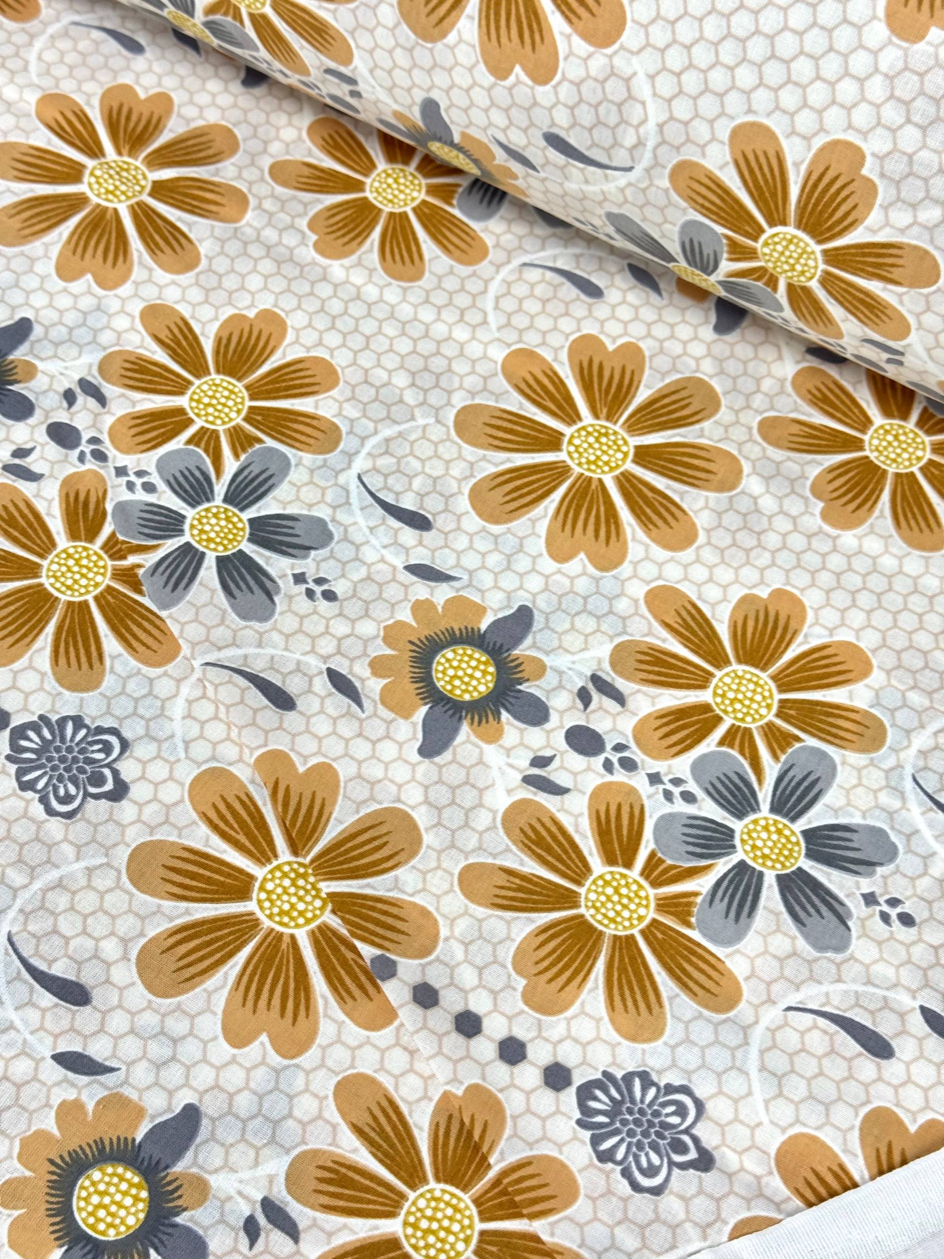 Premier Lotus Flower Pattern 100% Cotton Poplin Duvet Cover Fabric