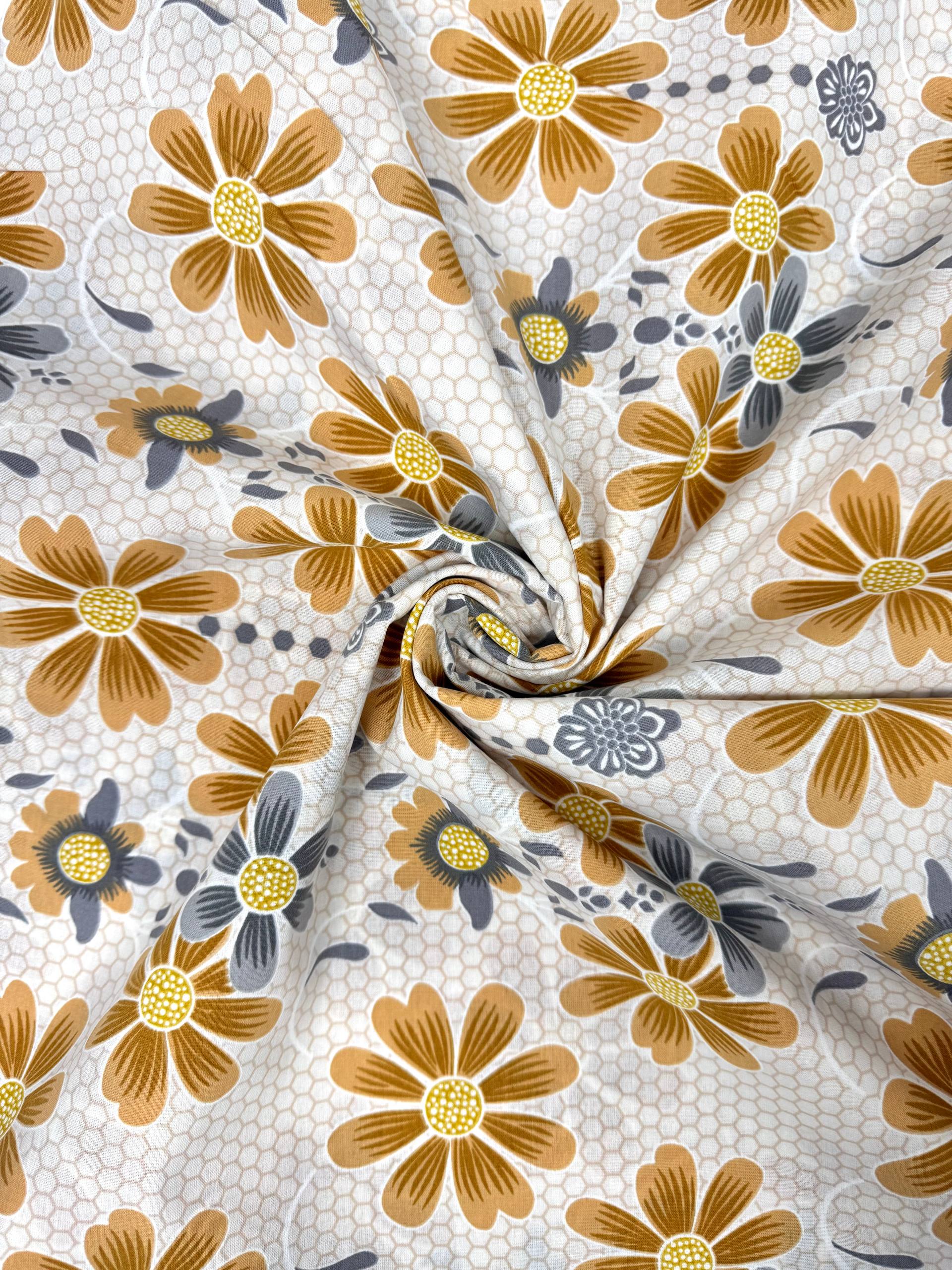 Premier Lotus Flower Pattern 100% Cotton Poplin Duvet Cover Fabric