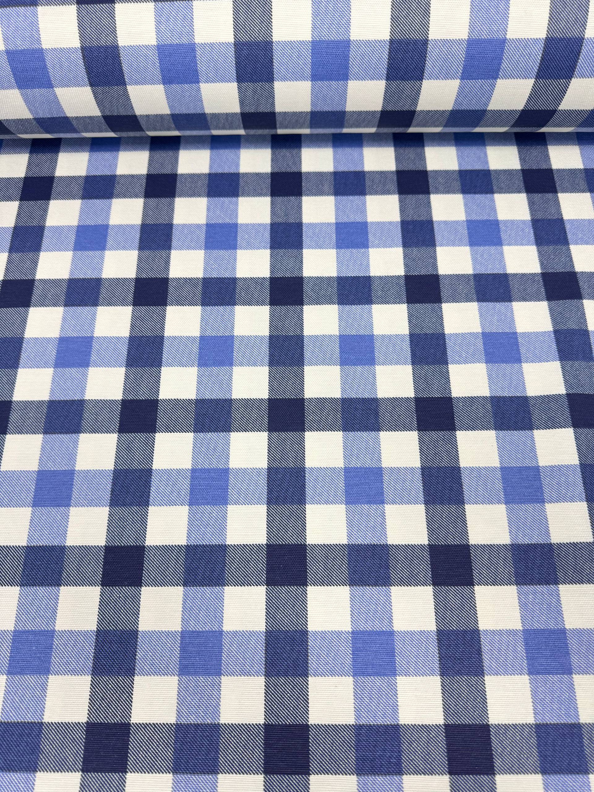 Kareli Duck Kumaş - Duck Bezi - Mavi