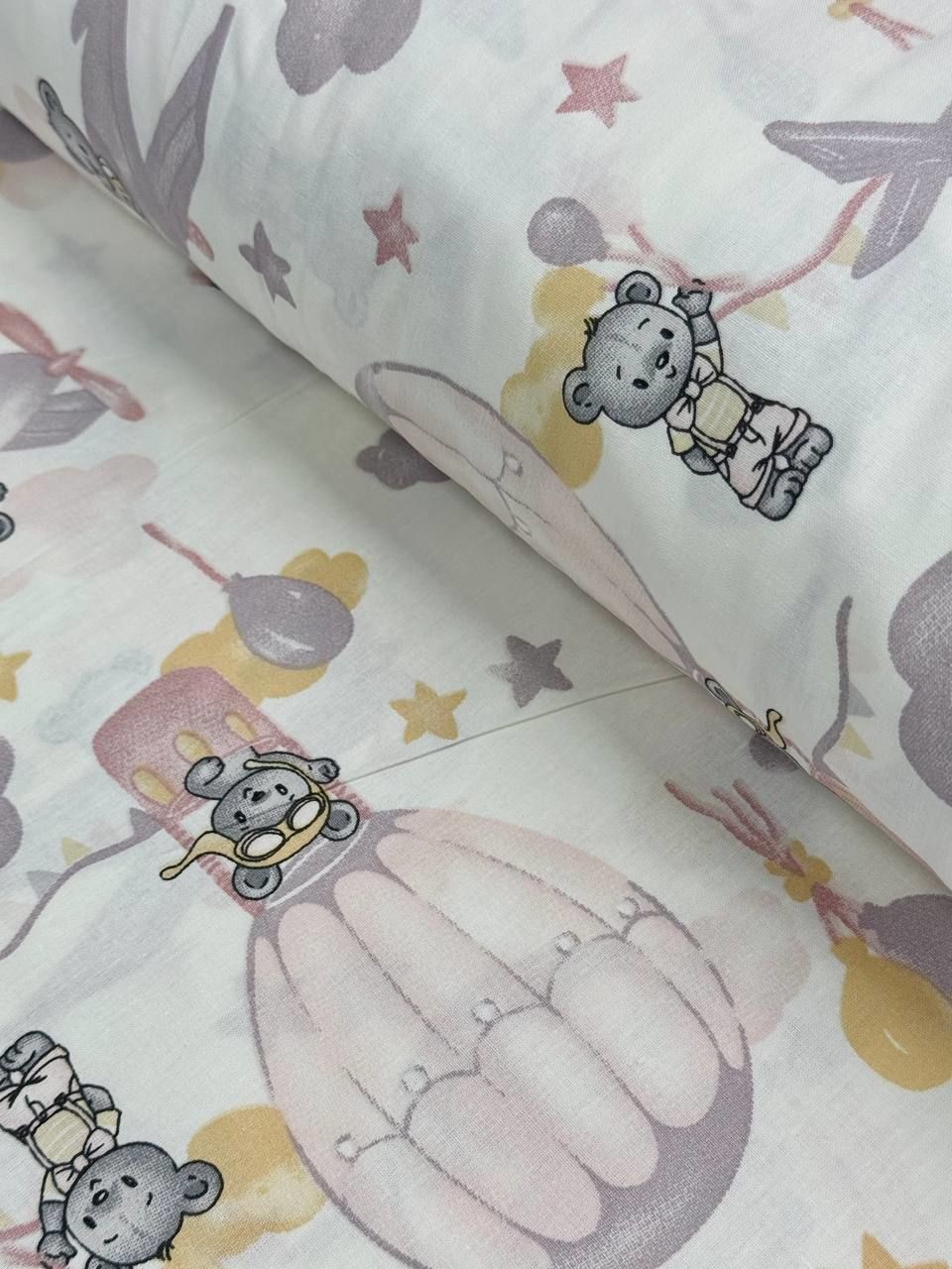 Pembe Uçak Desenli Nevresimlik Poplin Kumaş