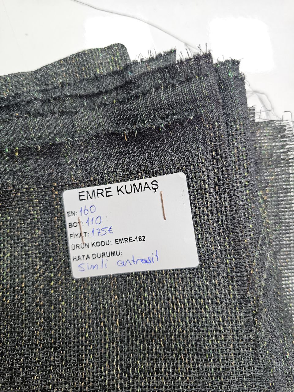 Glittery Anthracite Color Linen Fabric