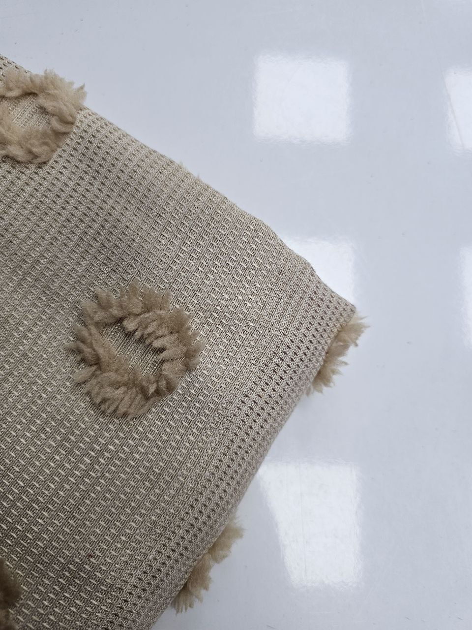 Cappuccino Color Pompom Pique Fabric