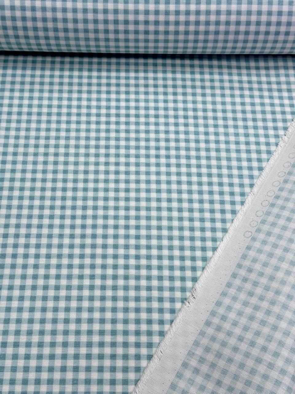 قماش بطة غينغهام أخضر نيلي - قماش بطة