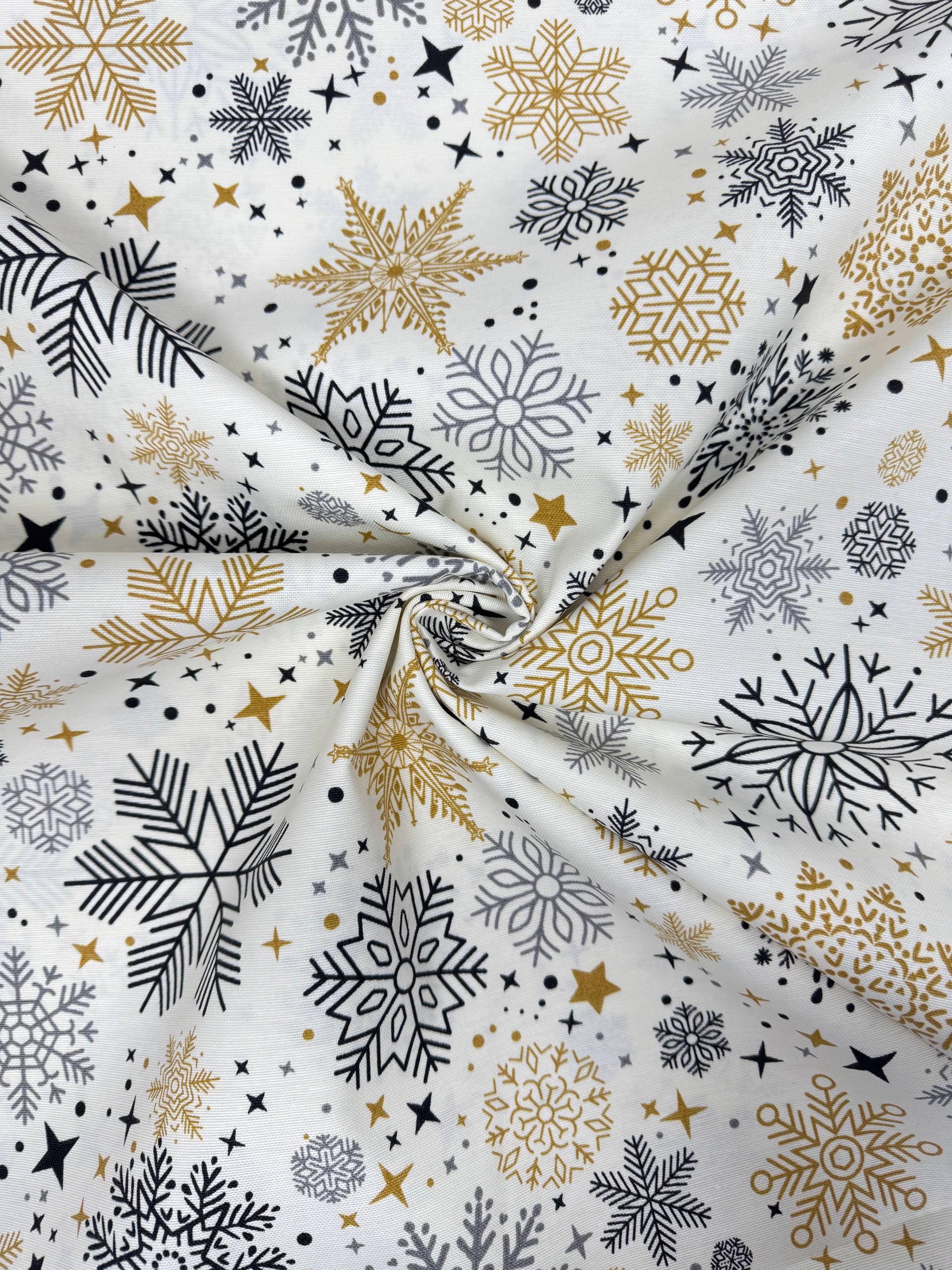 Snowflake Patterned Duck Fabric - Duck Cloth