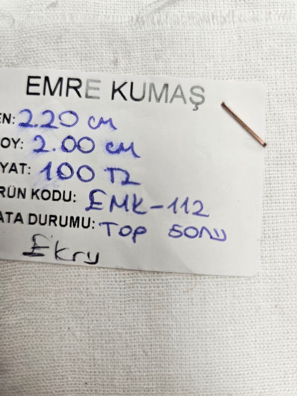 Beyaz Renk Amerikan Bezi Kumaşı