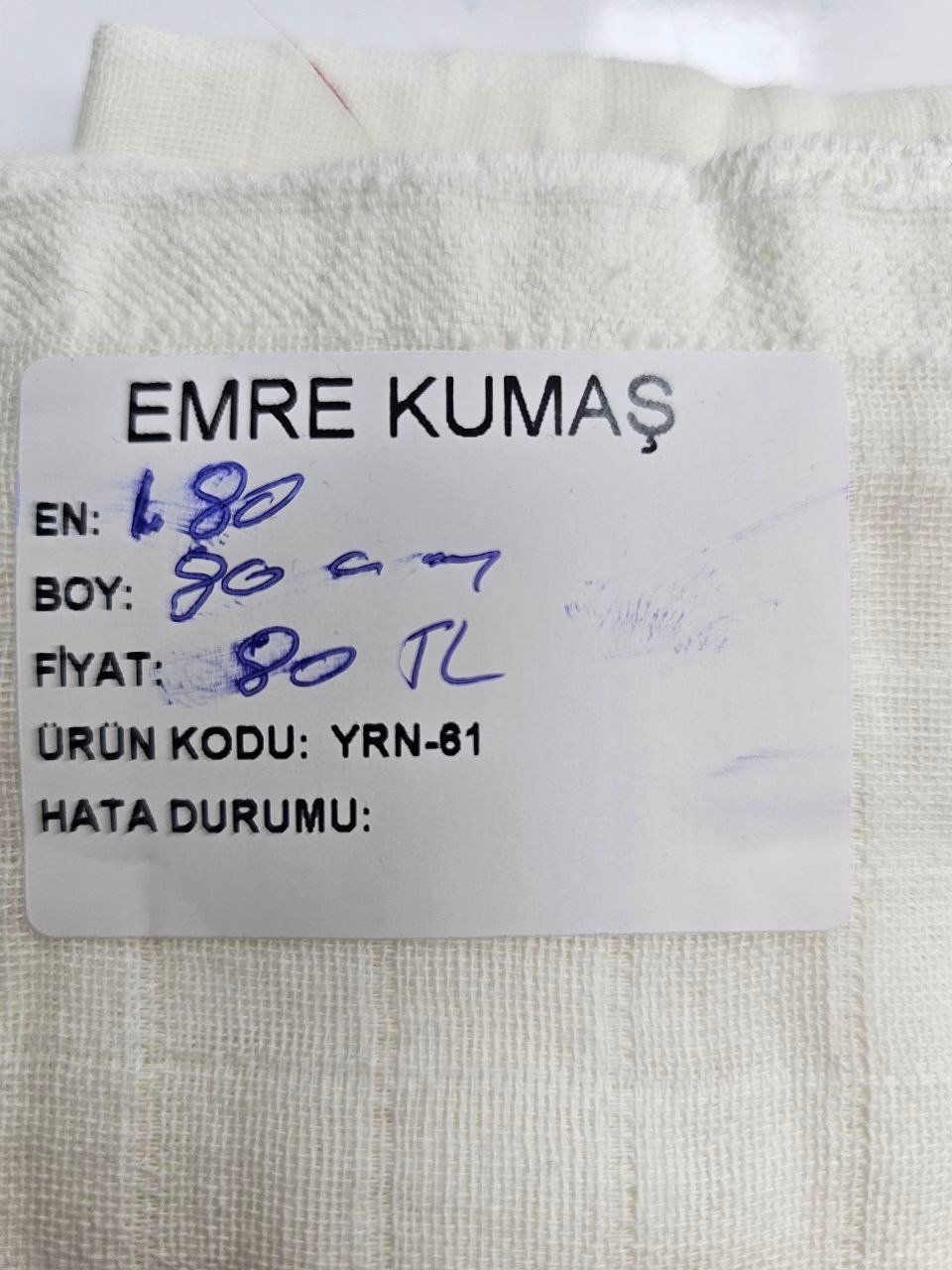 Beyaz Renk Müslin Bezi Kumaşı