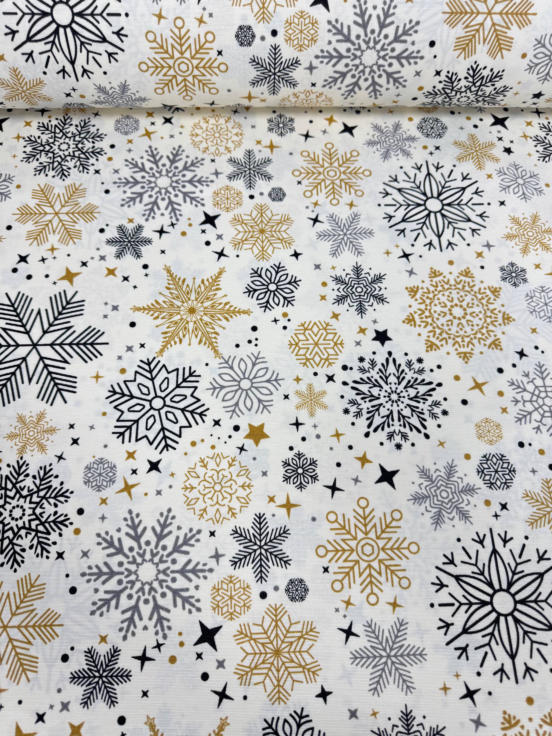 Snowflake Patterned Duck Fabric - Duck Cloth