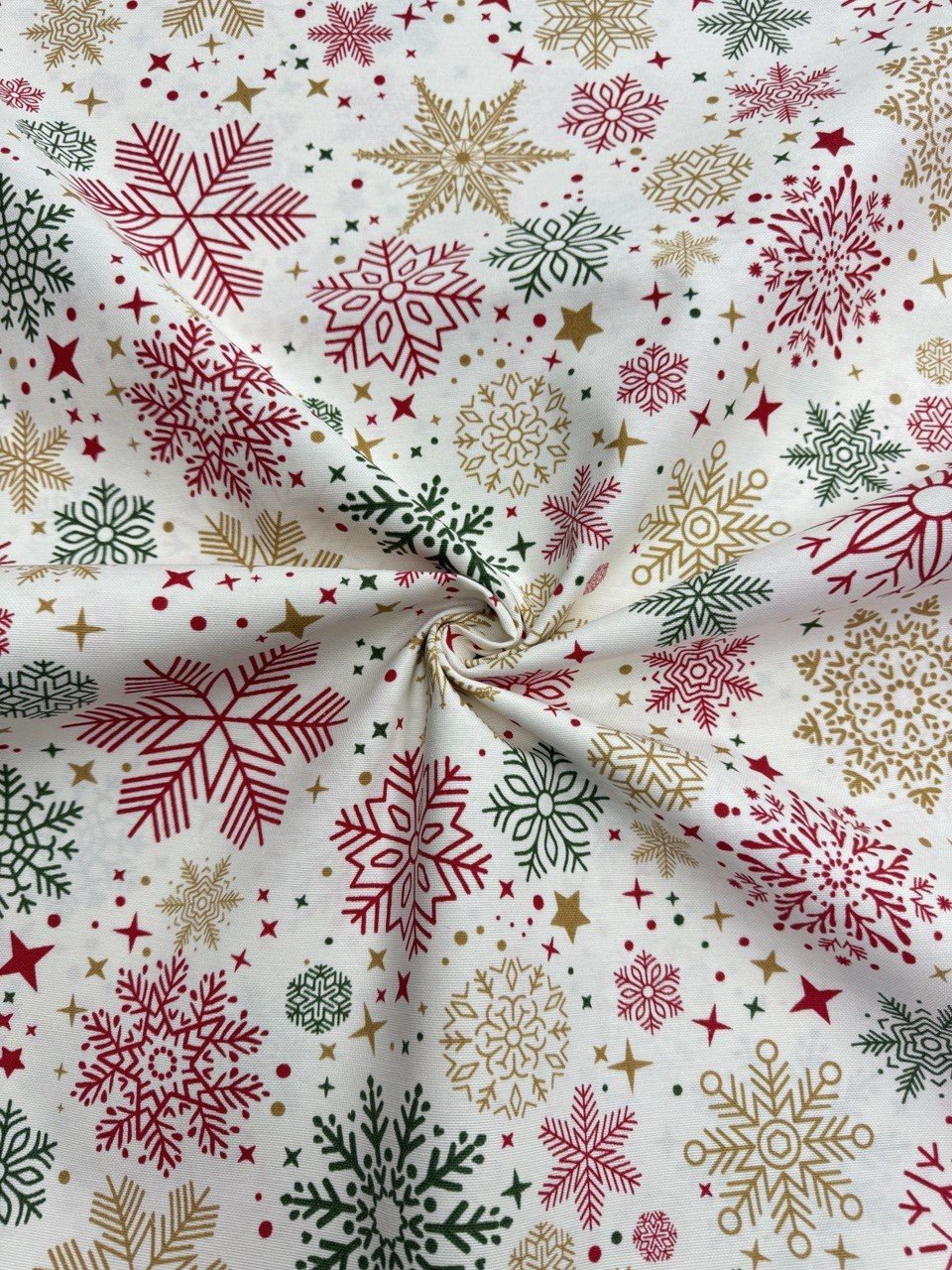 Snowflake Patterned Duck Fabric - Duck Cloth