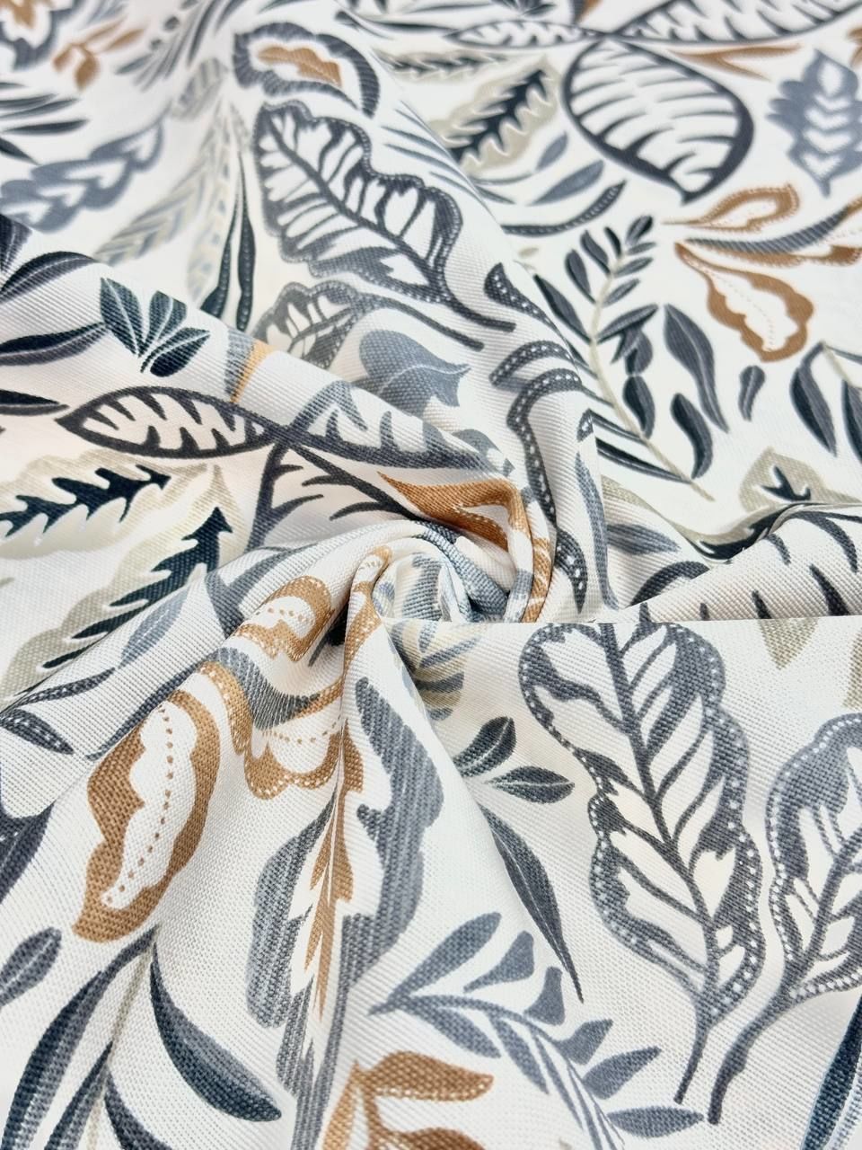 قماش بط بنقشة أوراق الشجر الجديدة الرمادية - قماش بط