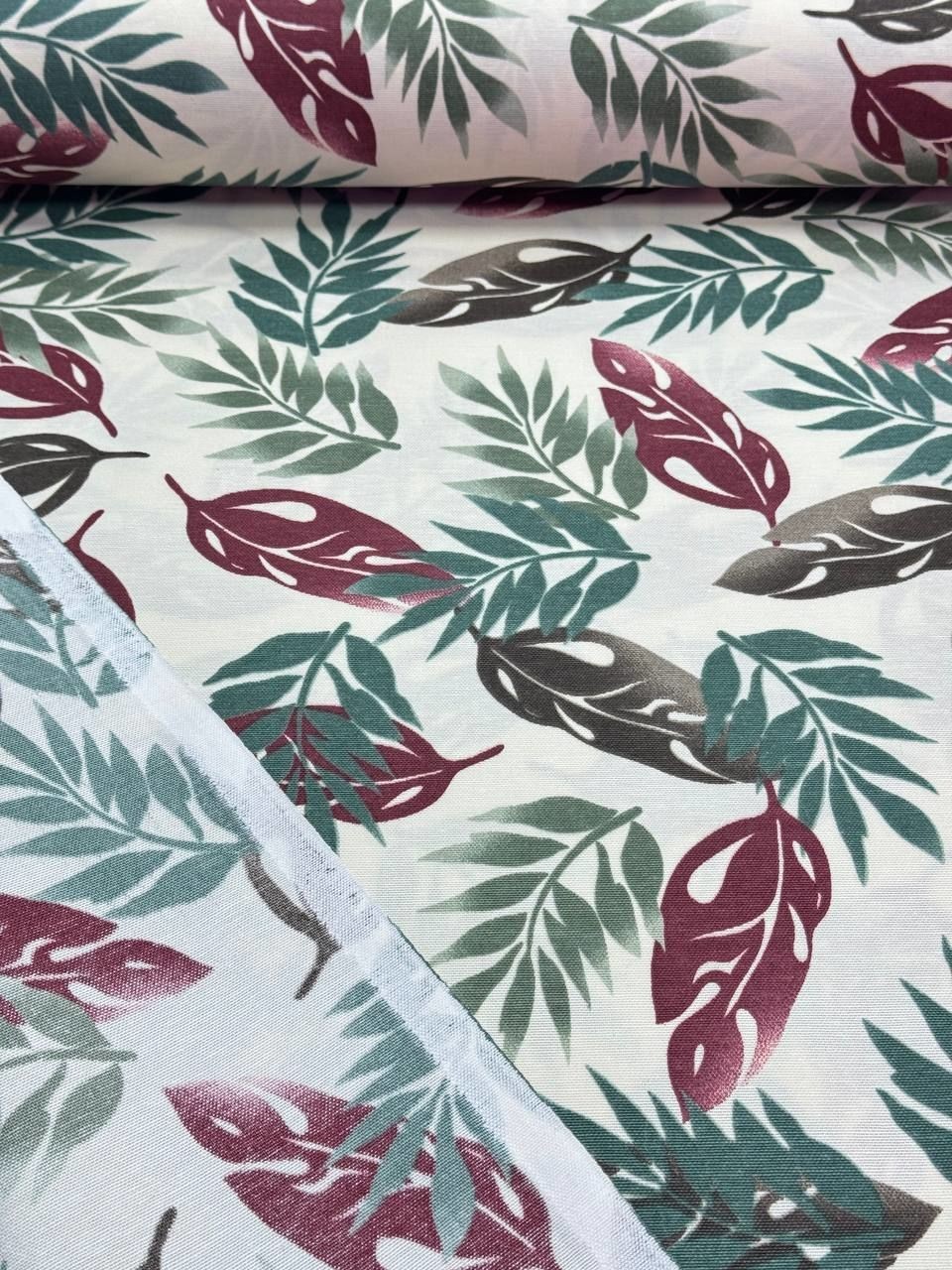 Colorful Leaves Patterned Duck Fabric - Duck Cloth