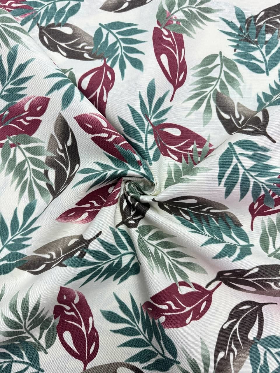 Colorful Leaves Patterned Duck Fabric - Duck Cloth