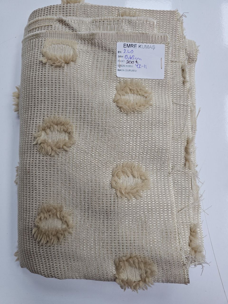 Cappuccino Color Pompom Pique Fabric