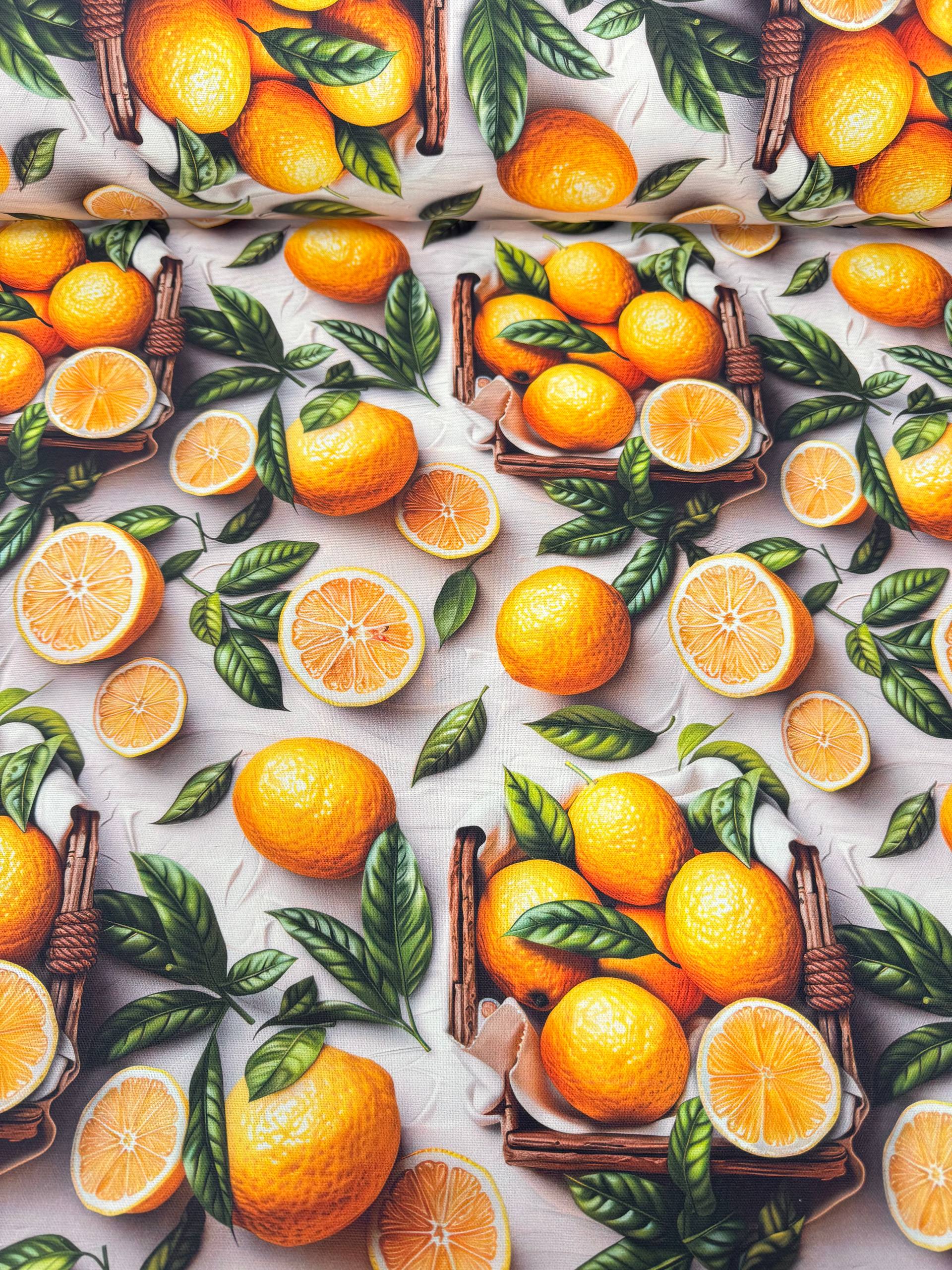 Limon Dijital Baskılı Duck Kumaş - Duck Bezi