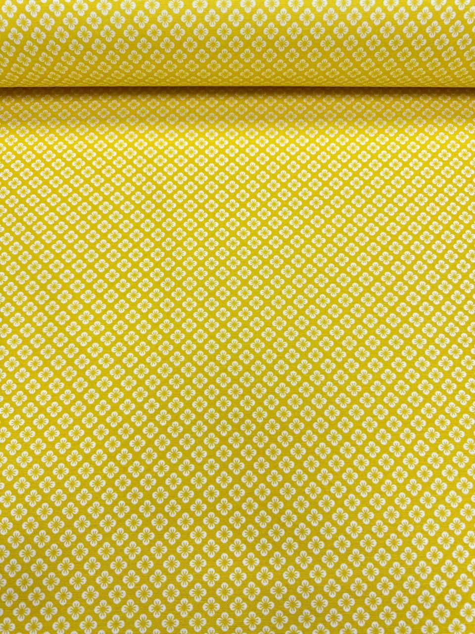 Sarı Nilüfer Desen Duck Kumaş - Duck Bezi