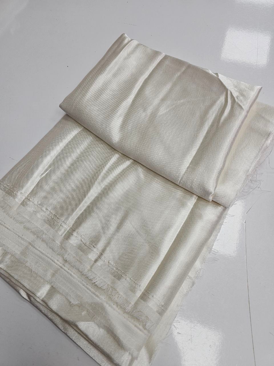 Ecru Color Shiny Cotton Satin Fabric