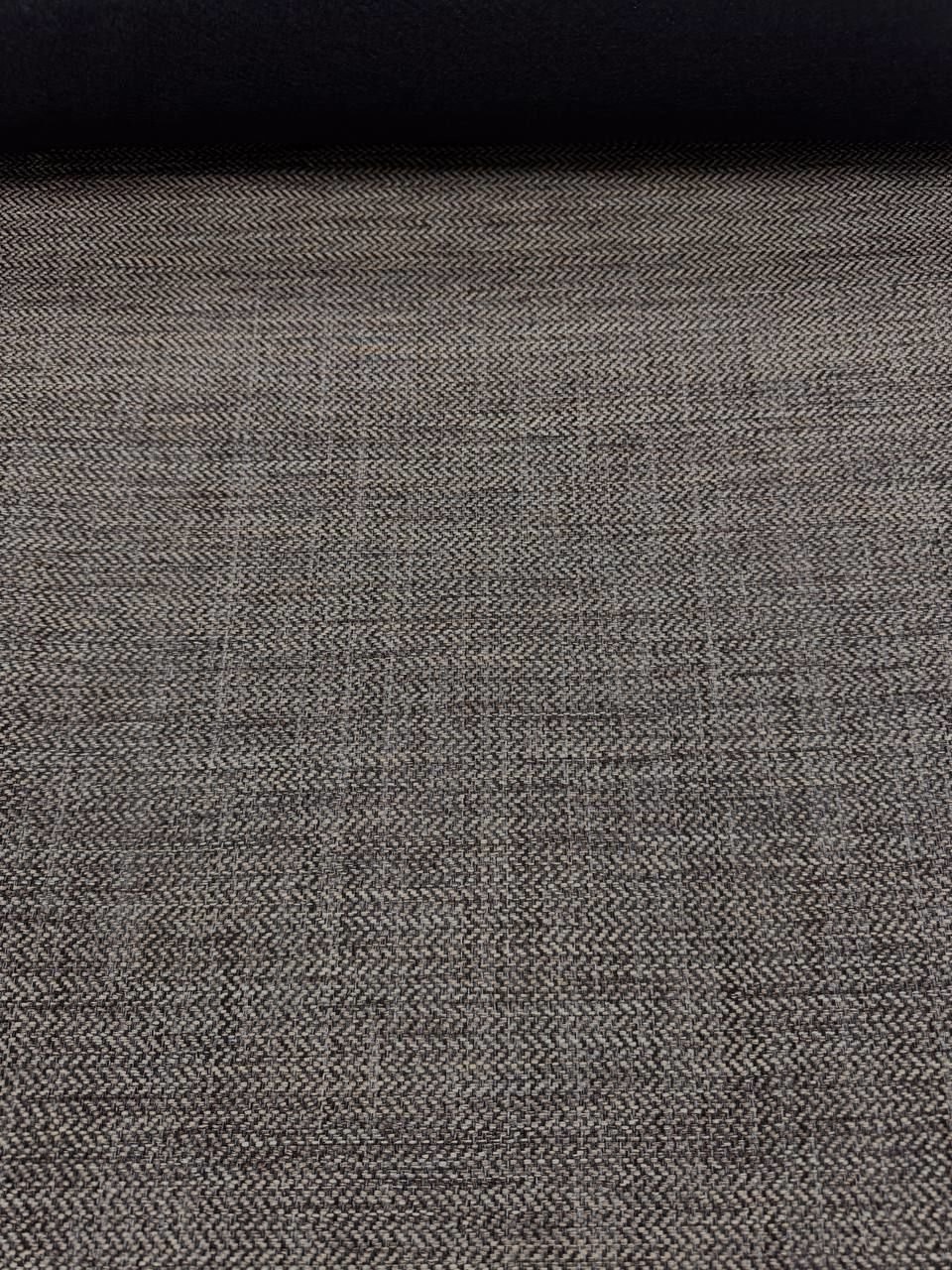 Kahverengi Zigzag Desenli Keten Döşemelik Kumaş