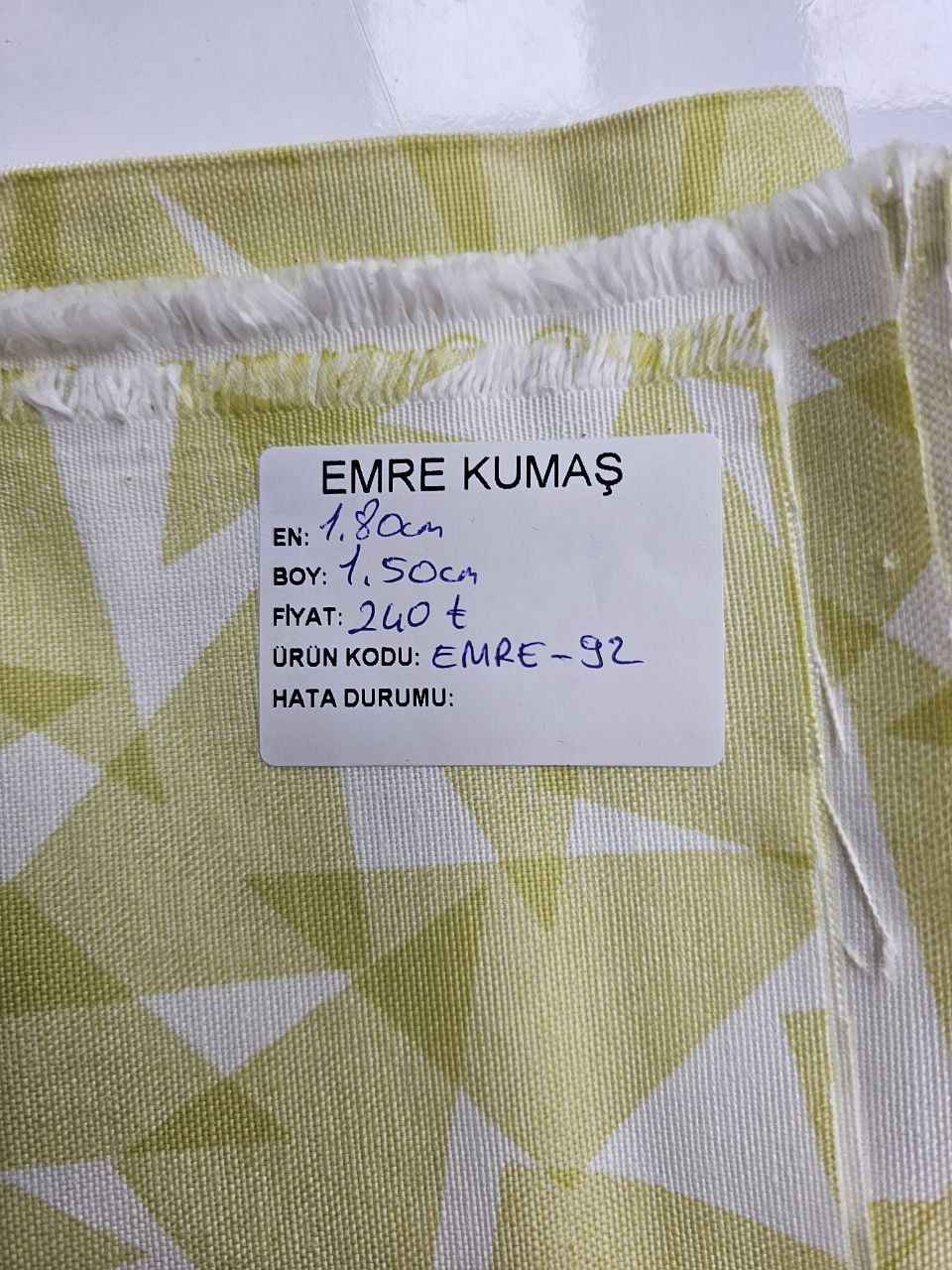 Green Triangle Striped Duck Fabric