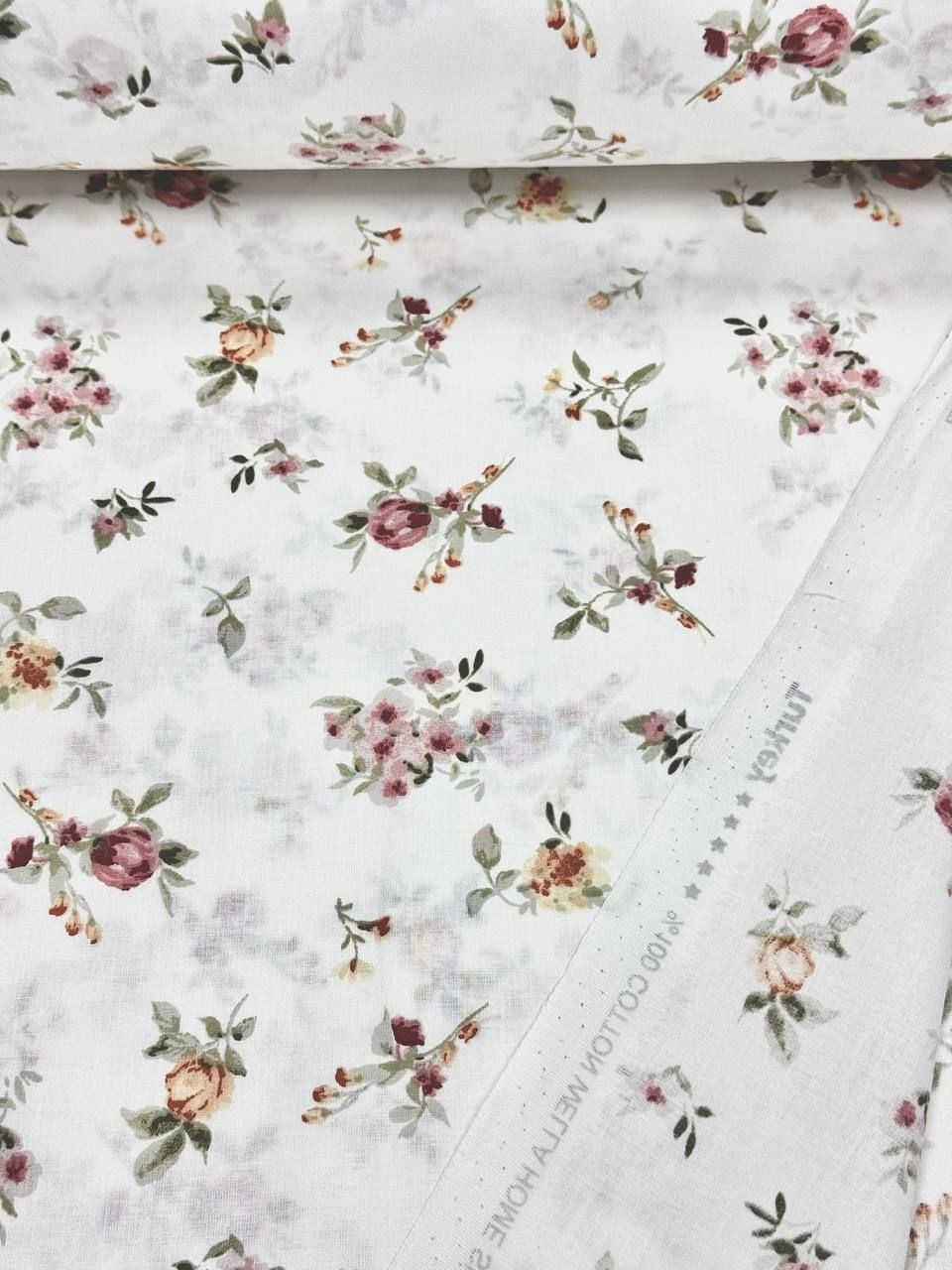 Wella Gül Desen %100 Pamuk Nevresimlik Poplin Kumaş